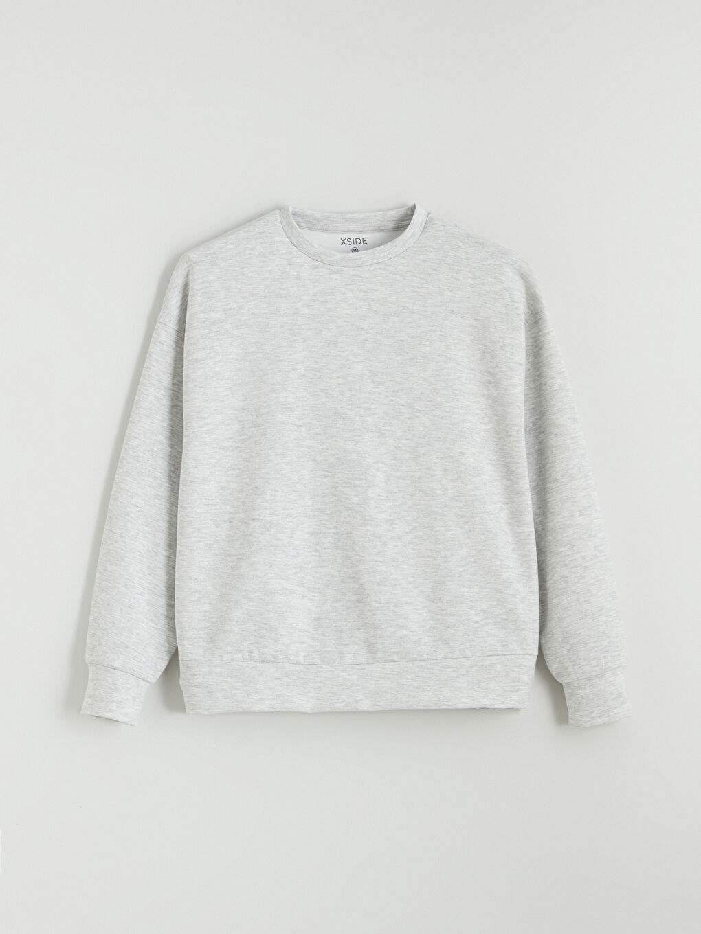 Gri Bisiklet Yaka Oversize Kadın Sweatshirt-4