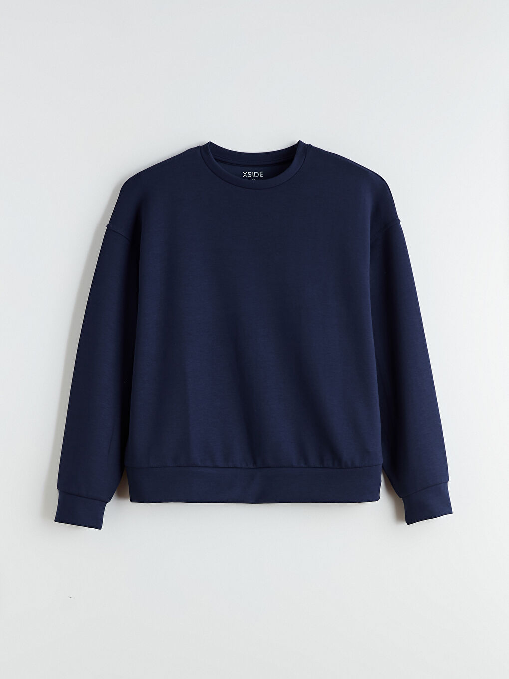 Lacivert Bisiklet Yaka Oversize Kadın Sweatshirt-4