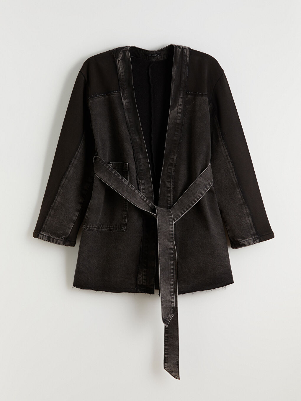 Siyah Şal Yaka Oversize Kadın Jean Ceket-4