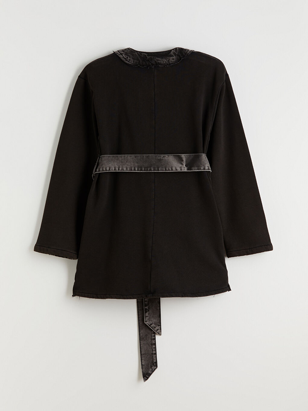 Siyah Şal Yaka Oversize Kadın Jean Ceket-5