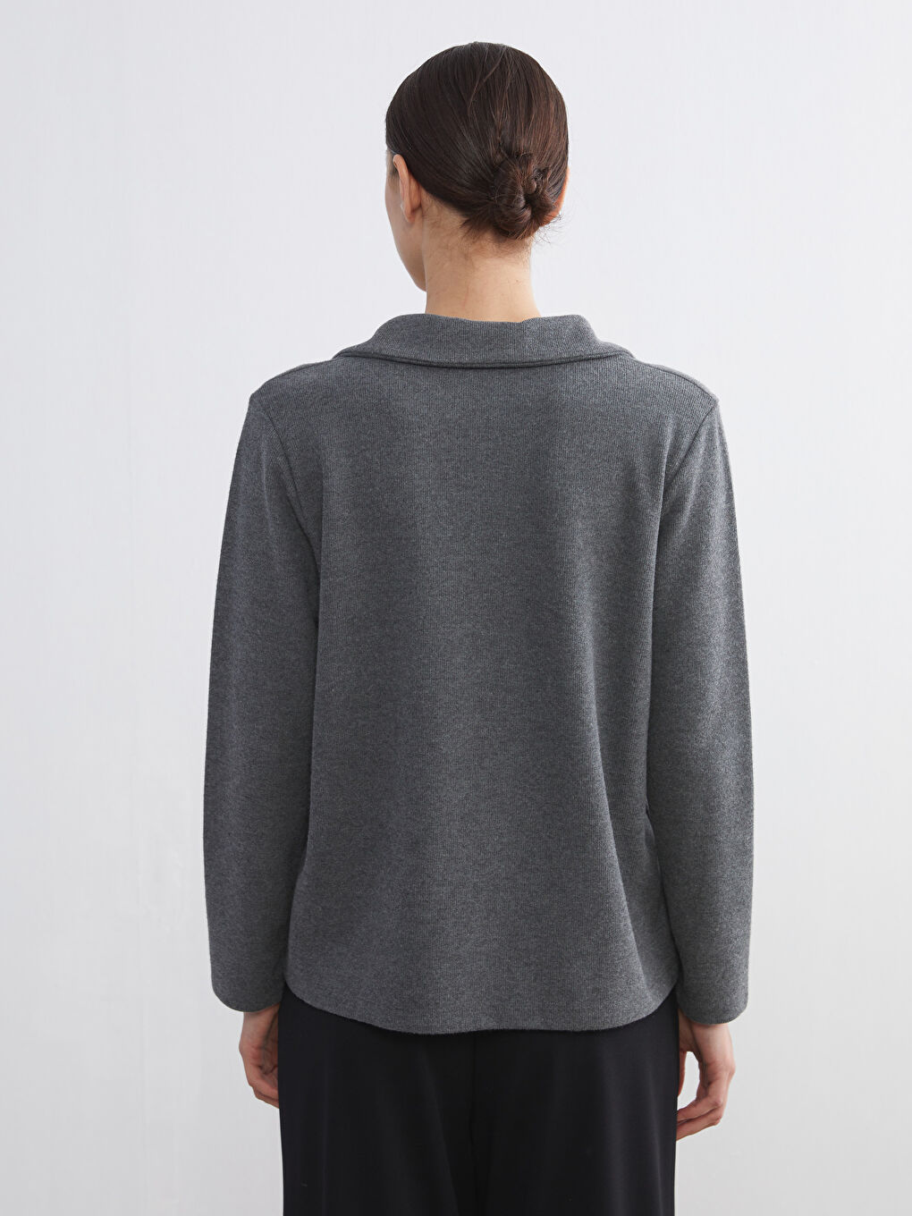 Antrasit Polo Yaka Kadın Tişört-3