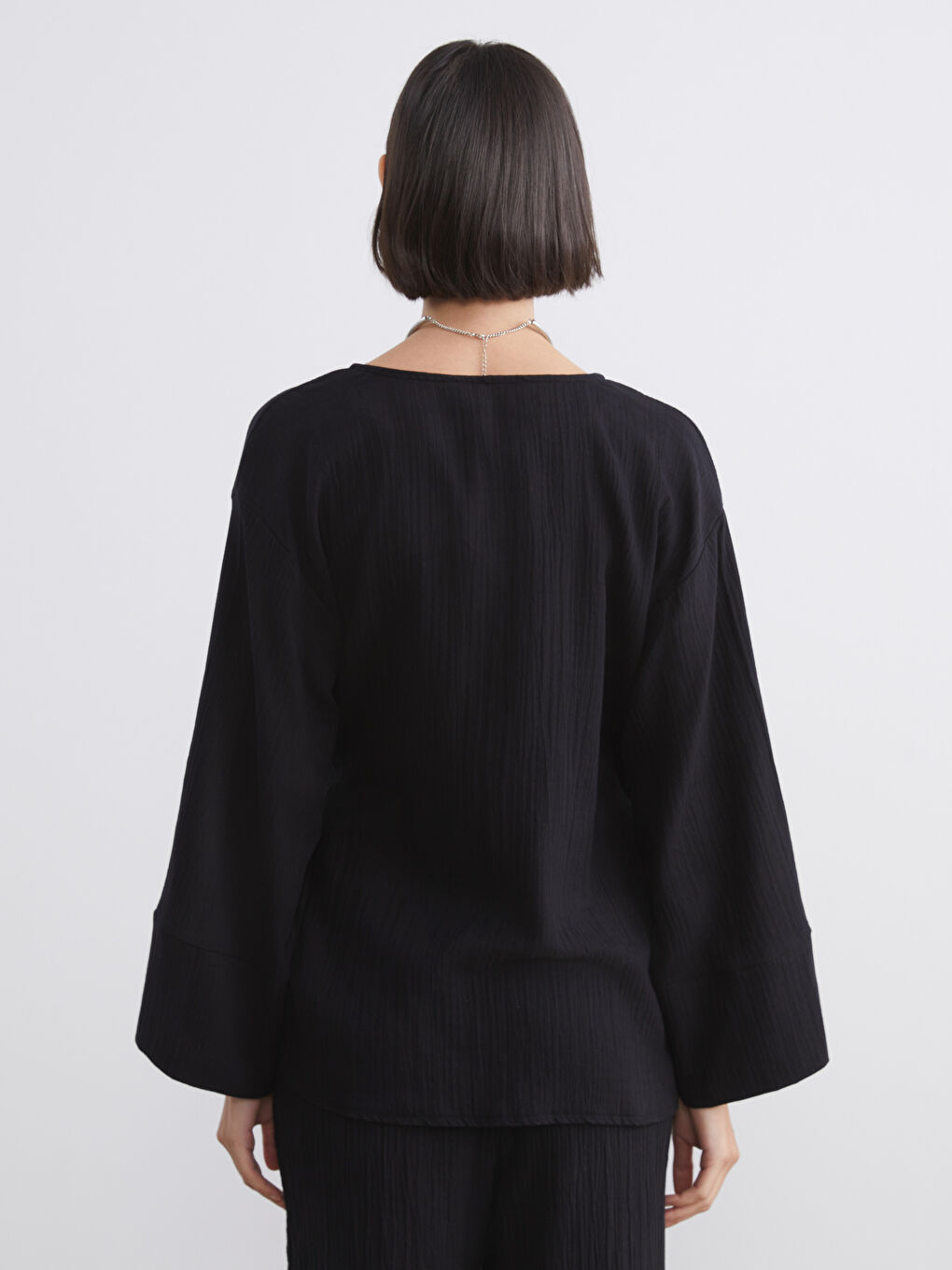 Double Breasted Textured Women's Kimono-7