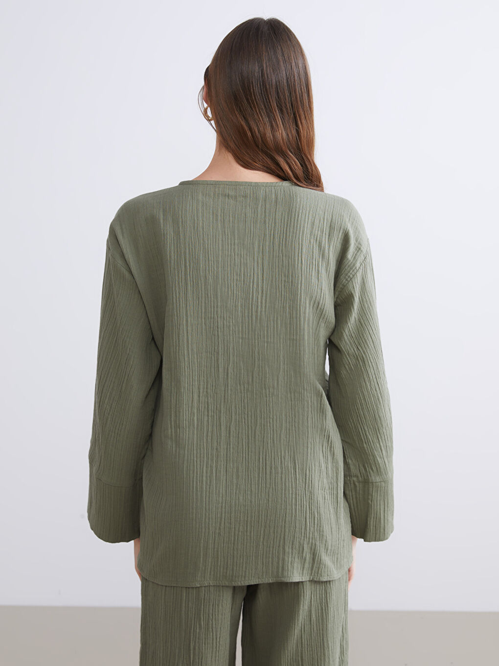 Double Breasted Textured Women's Kimono-3