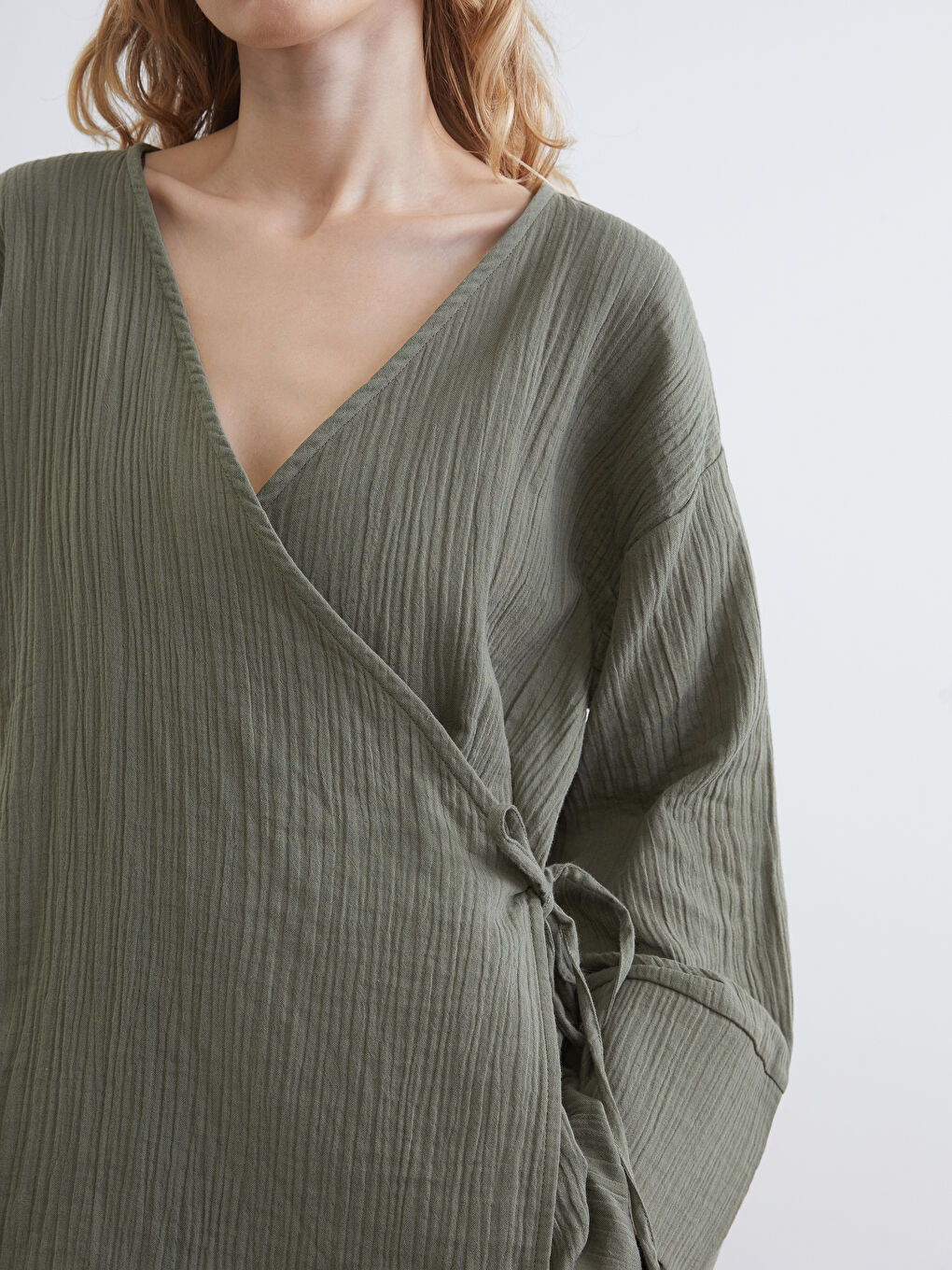 كيمونو بصفين زراير مُحبحب للسيدات-4