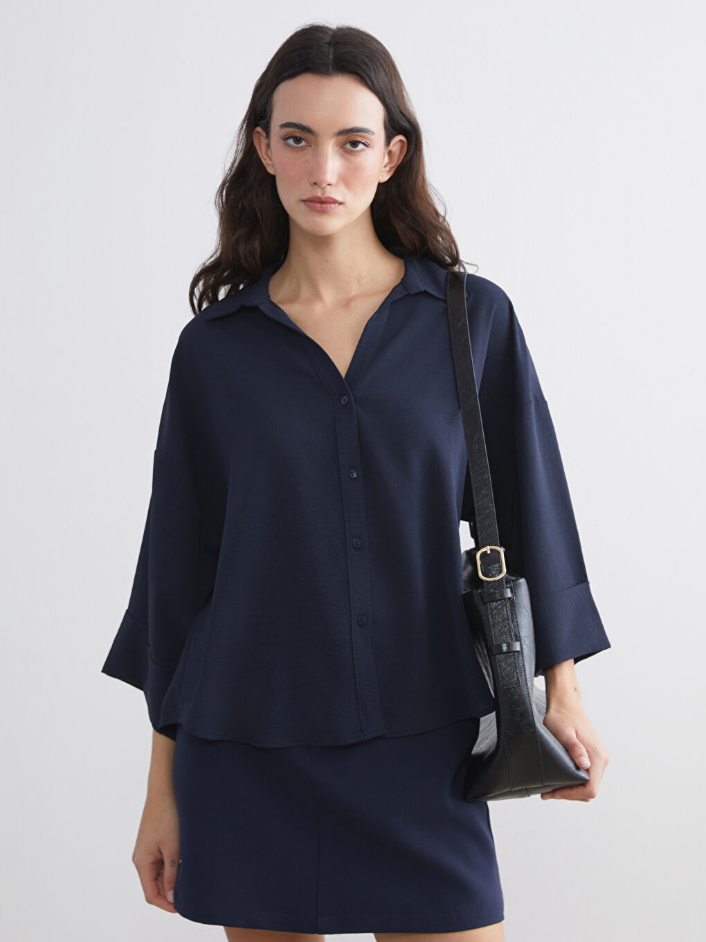Textured Oversize Women's Shirt