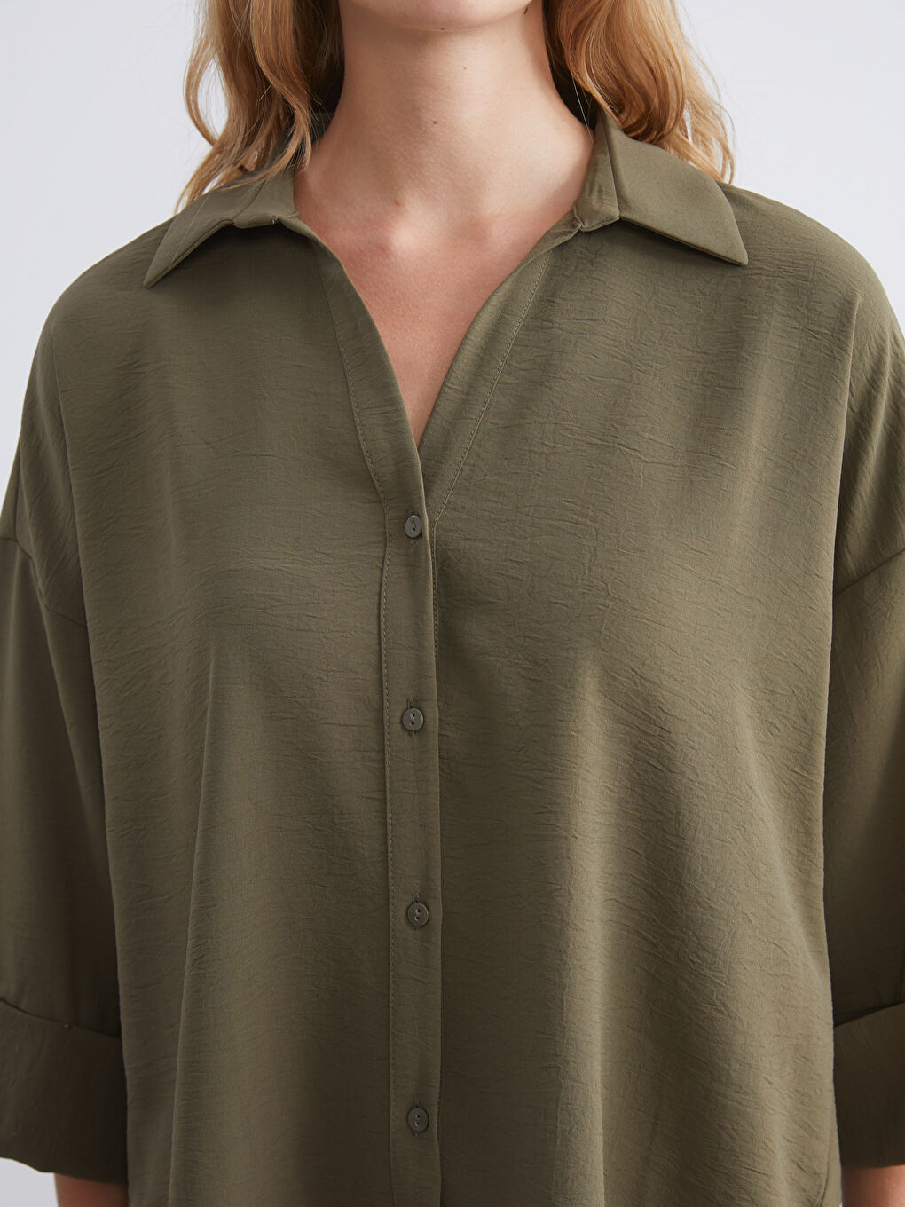 Textured Oversize Women's Shirt-5
