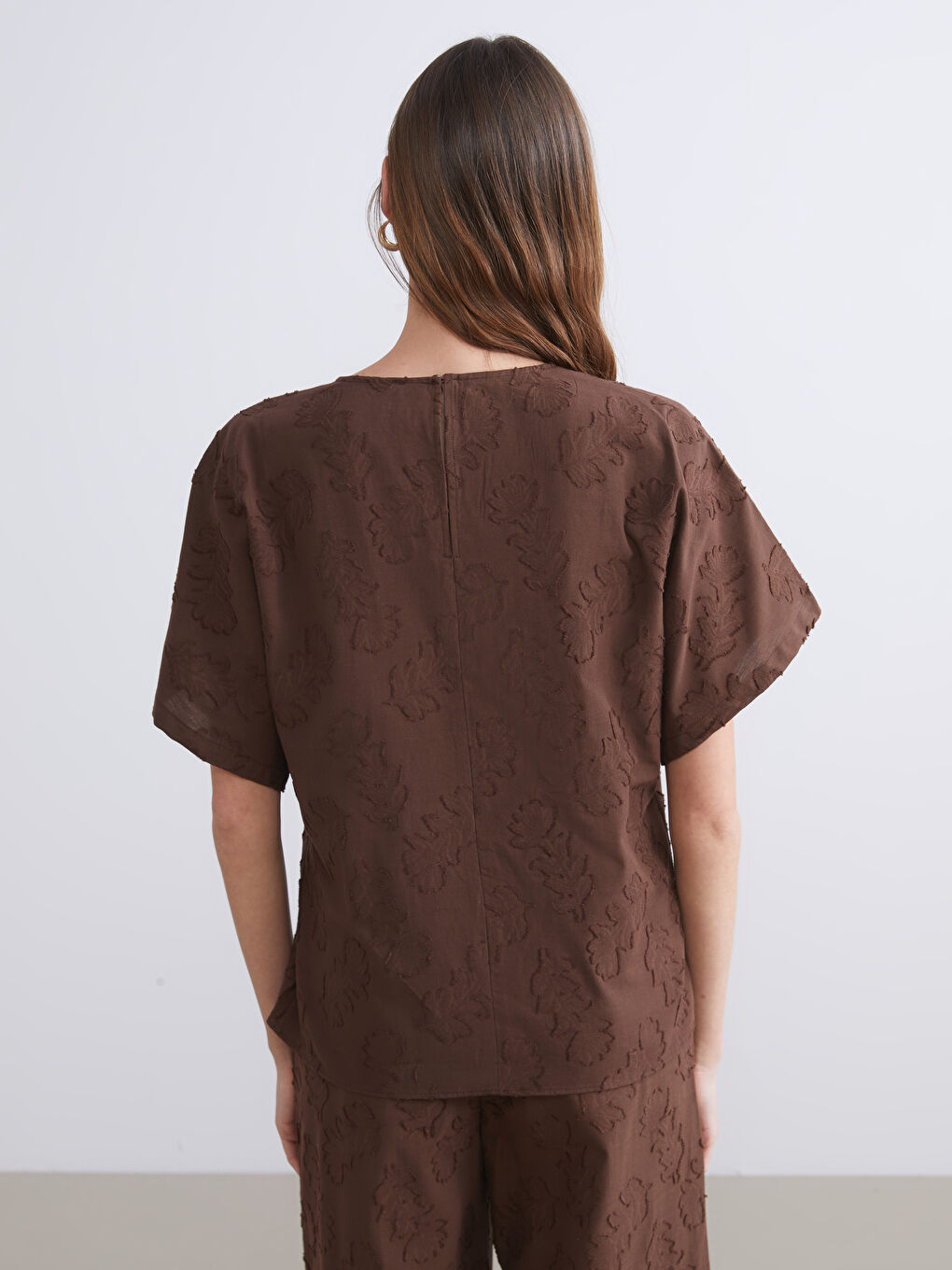 Crew Neck Patterned Blouse-3