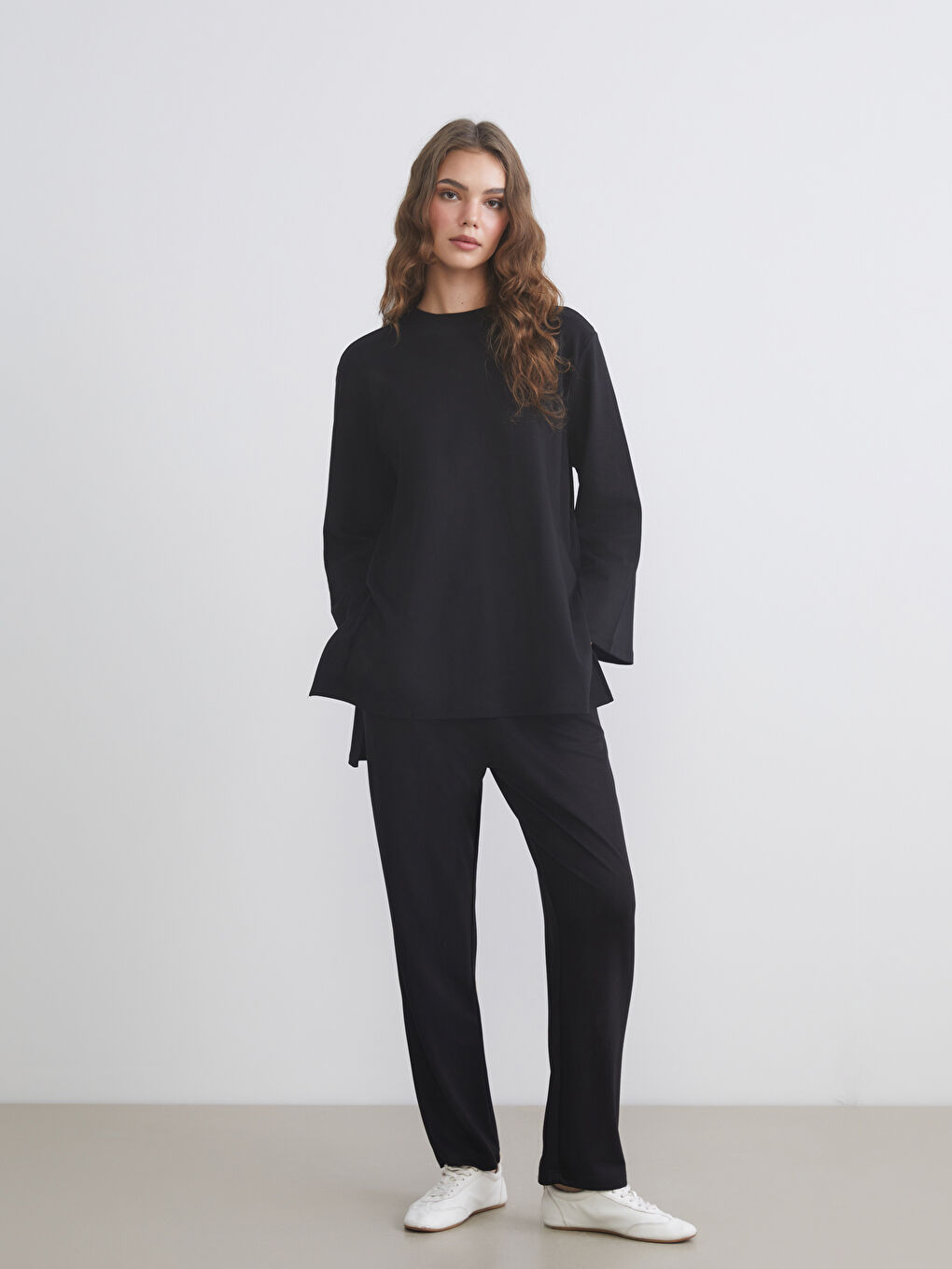 Siyah Beli Lastikli Kadın Eşofman Altı-1