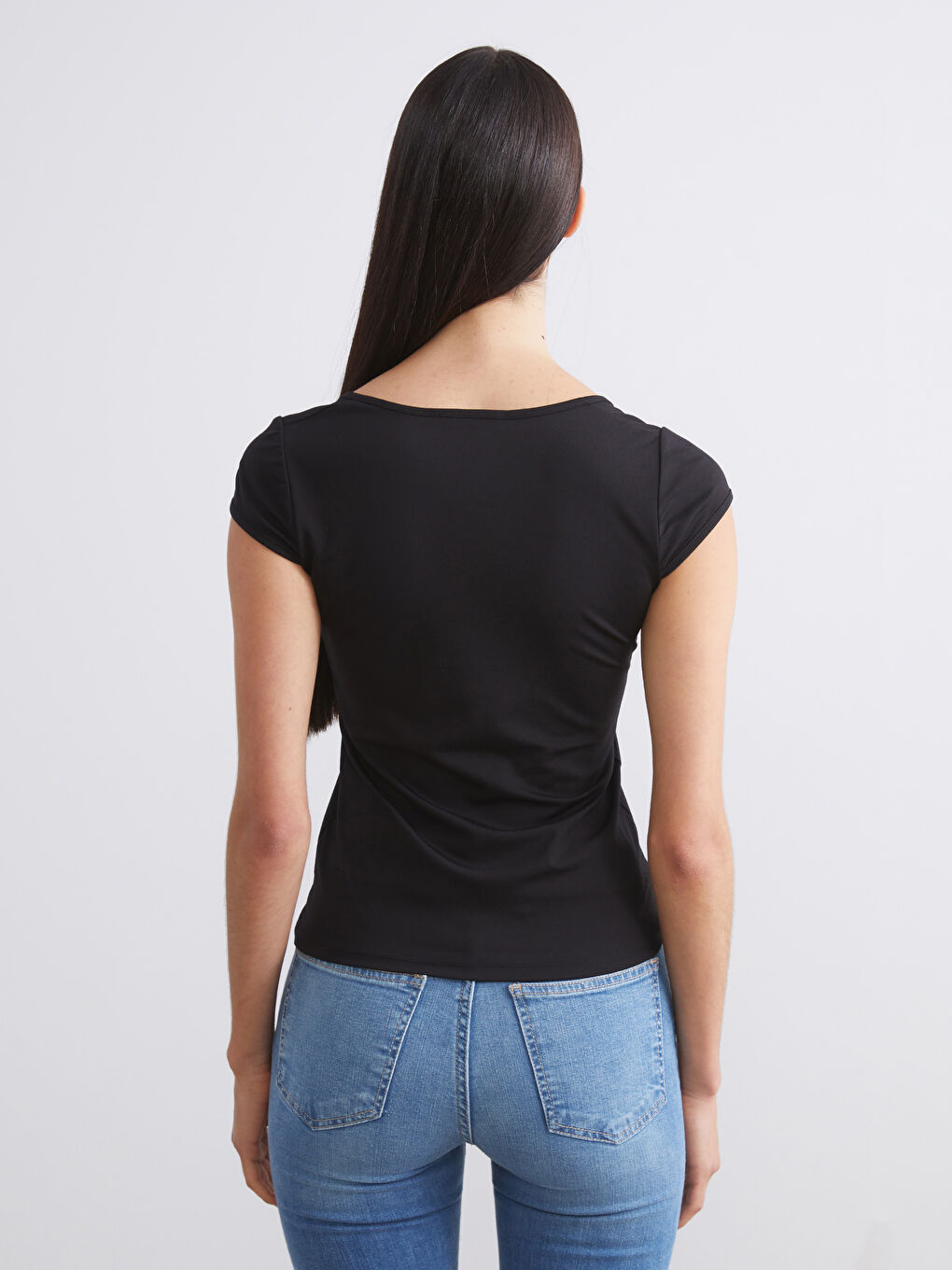 Siyah Kare Yaka Bluz-3