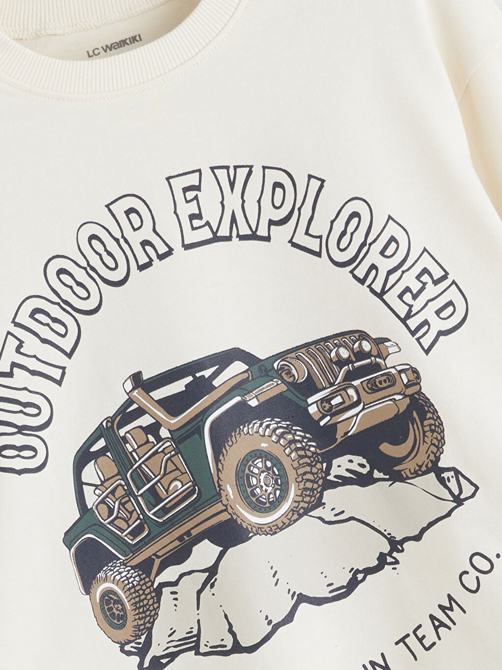Bej Araba Baskılı Erkek Çocuk Sweatshirt-2