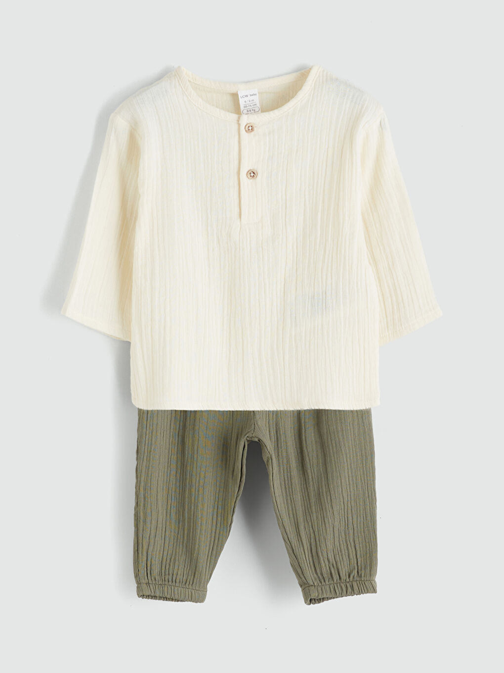 Ekru Erkek Bebek Tişört ve Jogger Pantolon 2'li