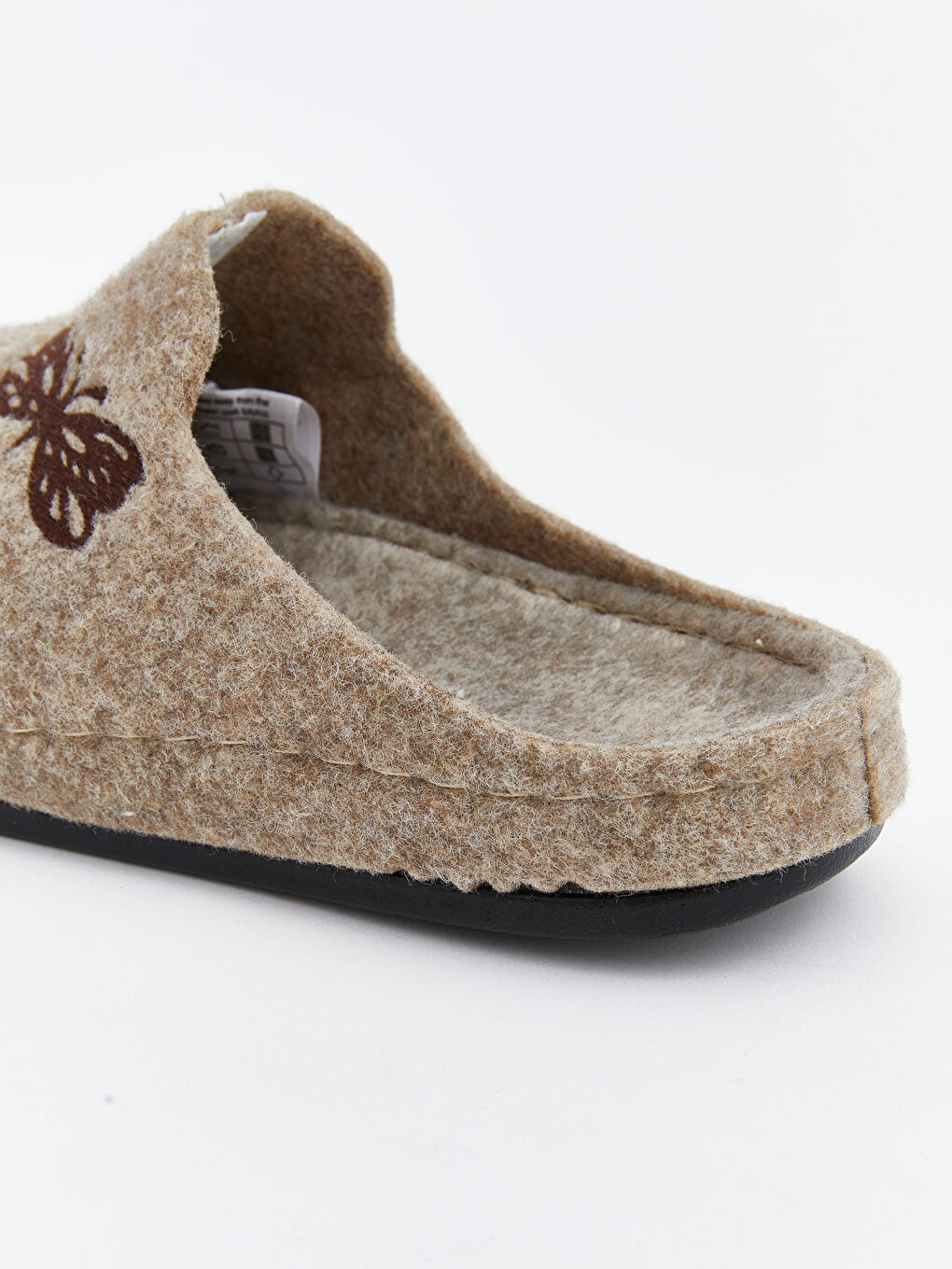 Bej Kelebek Nakışlı Kadın Ev Terliği-4