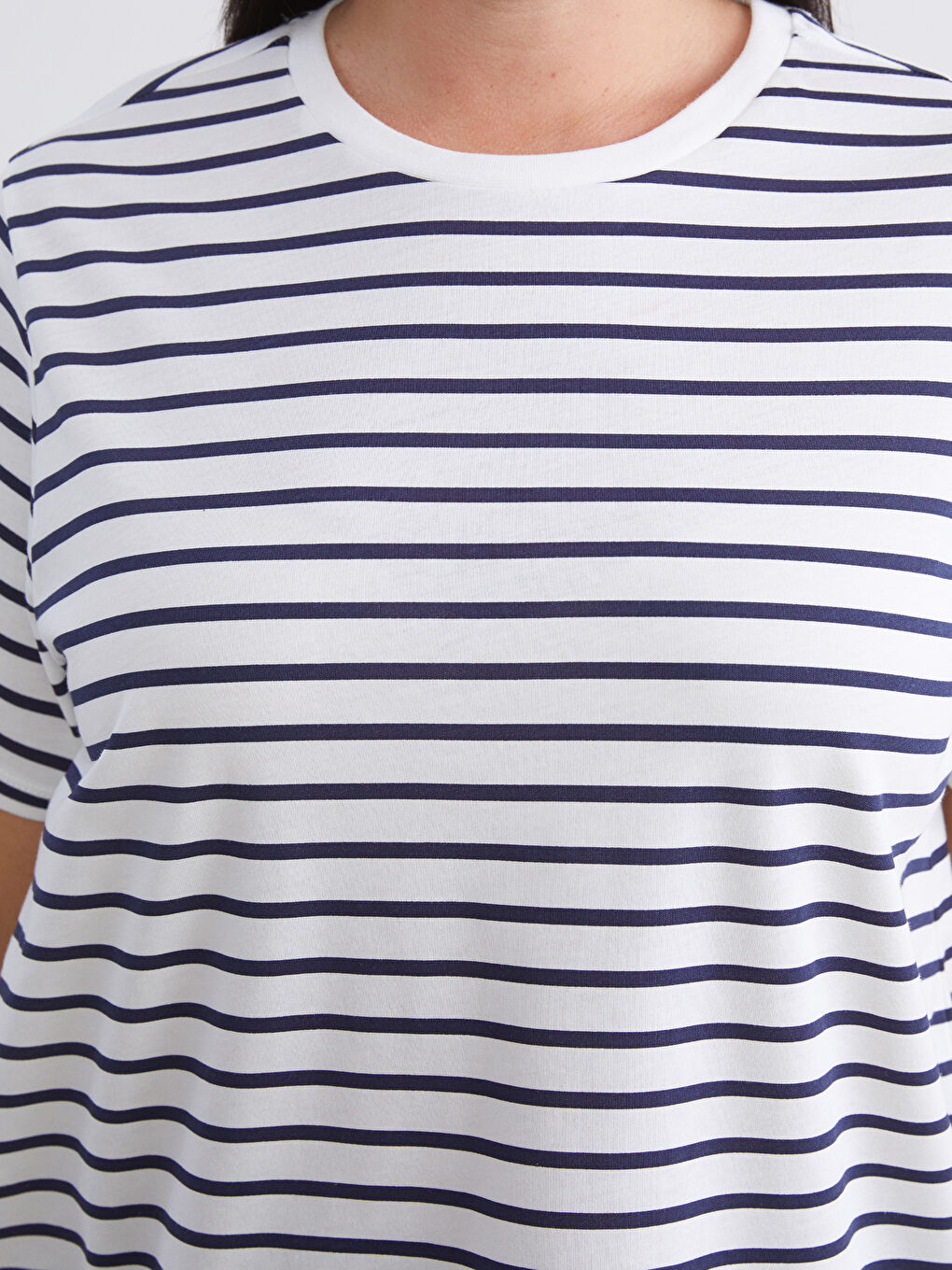 Bordo Büyük Beden Çizgili Kadın Tişört 2'li-4