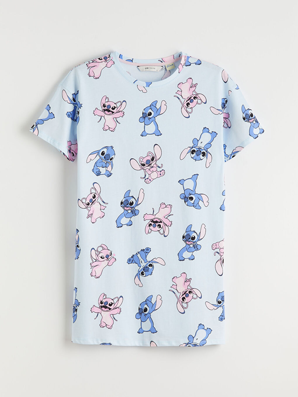 Mavi Bisiklet Yaka Stitch Baskılı Kadın Gecelik-4