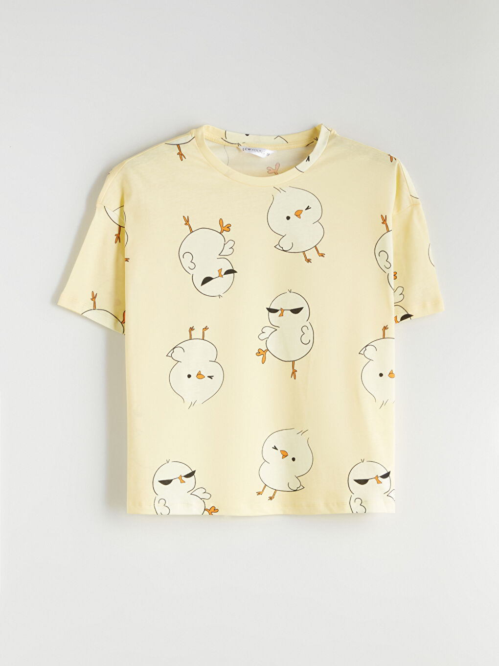 Sarı Bisiklet Yaka Baskılı Kadın Şortlu Pijama Takımı-5