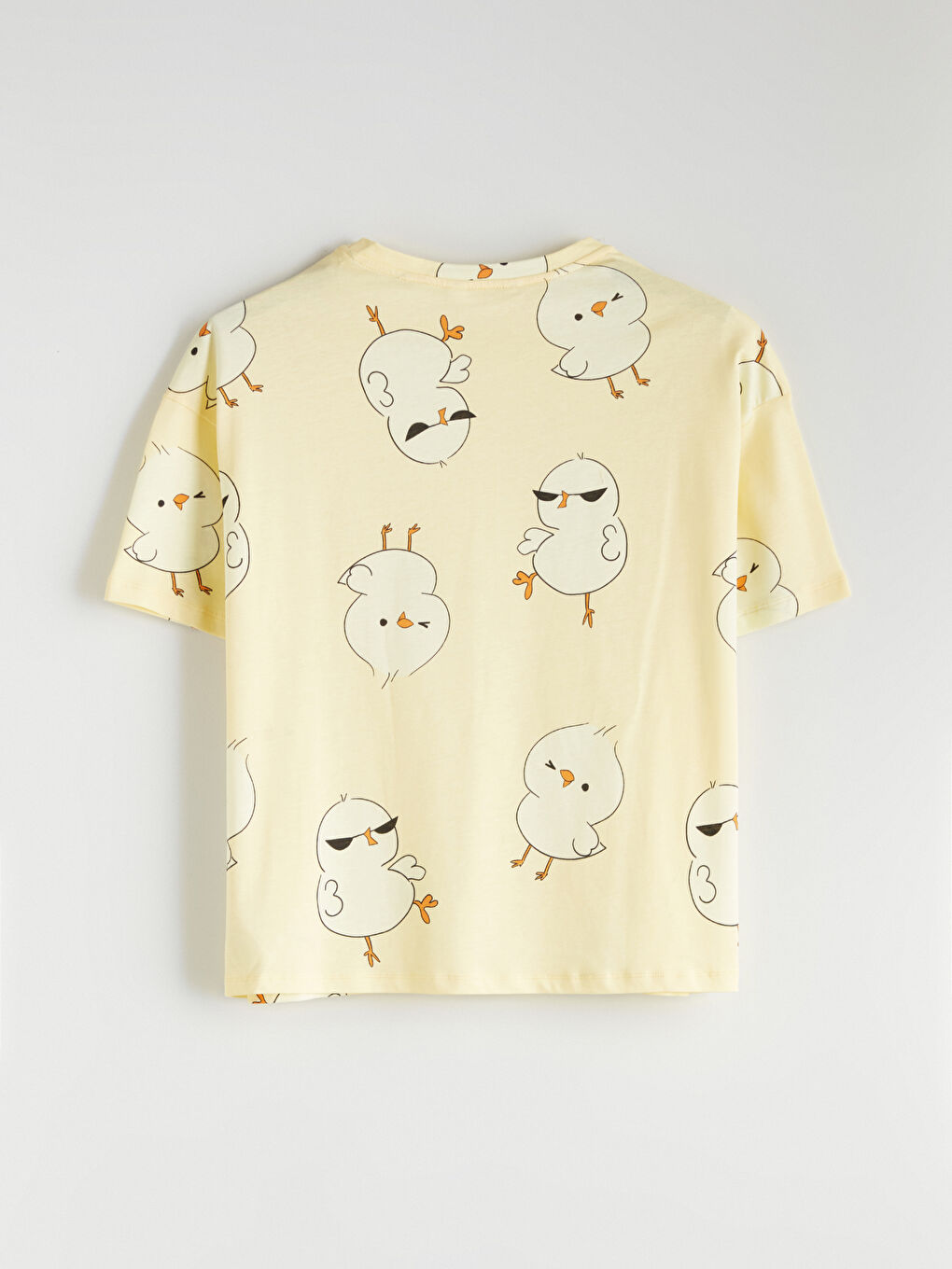 Sarı Bisiklet Yaka Baskılı Kadın Şortlu Pijama Takımı-6