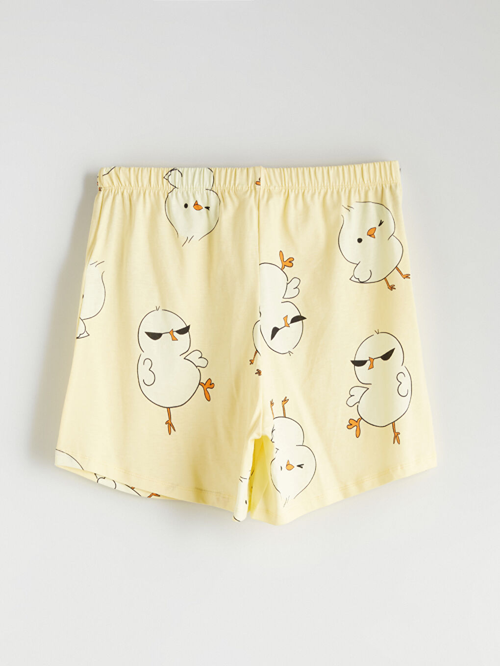 Sarı Bisiklet Yaka Baskılı Kadın Şortlu Pijama Takımı-8