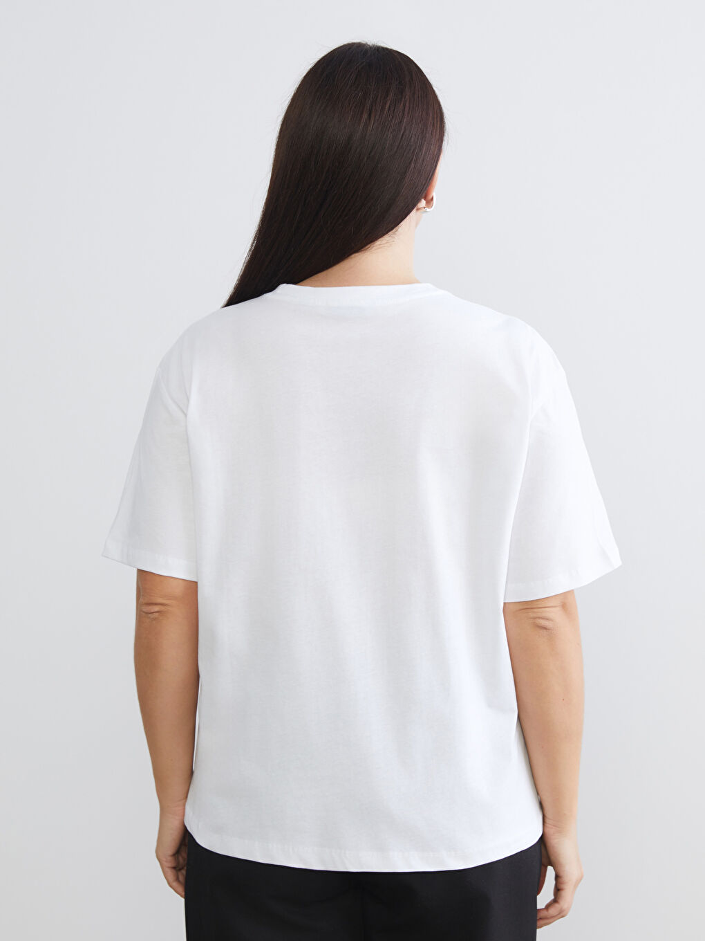 Siyah Büyük Beden Baskılı Kadın Tişört 2'li-7