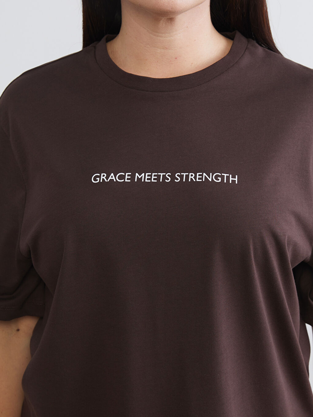 Bej Büyük Beden Baskılı Kadın Tişört 2'li-4