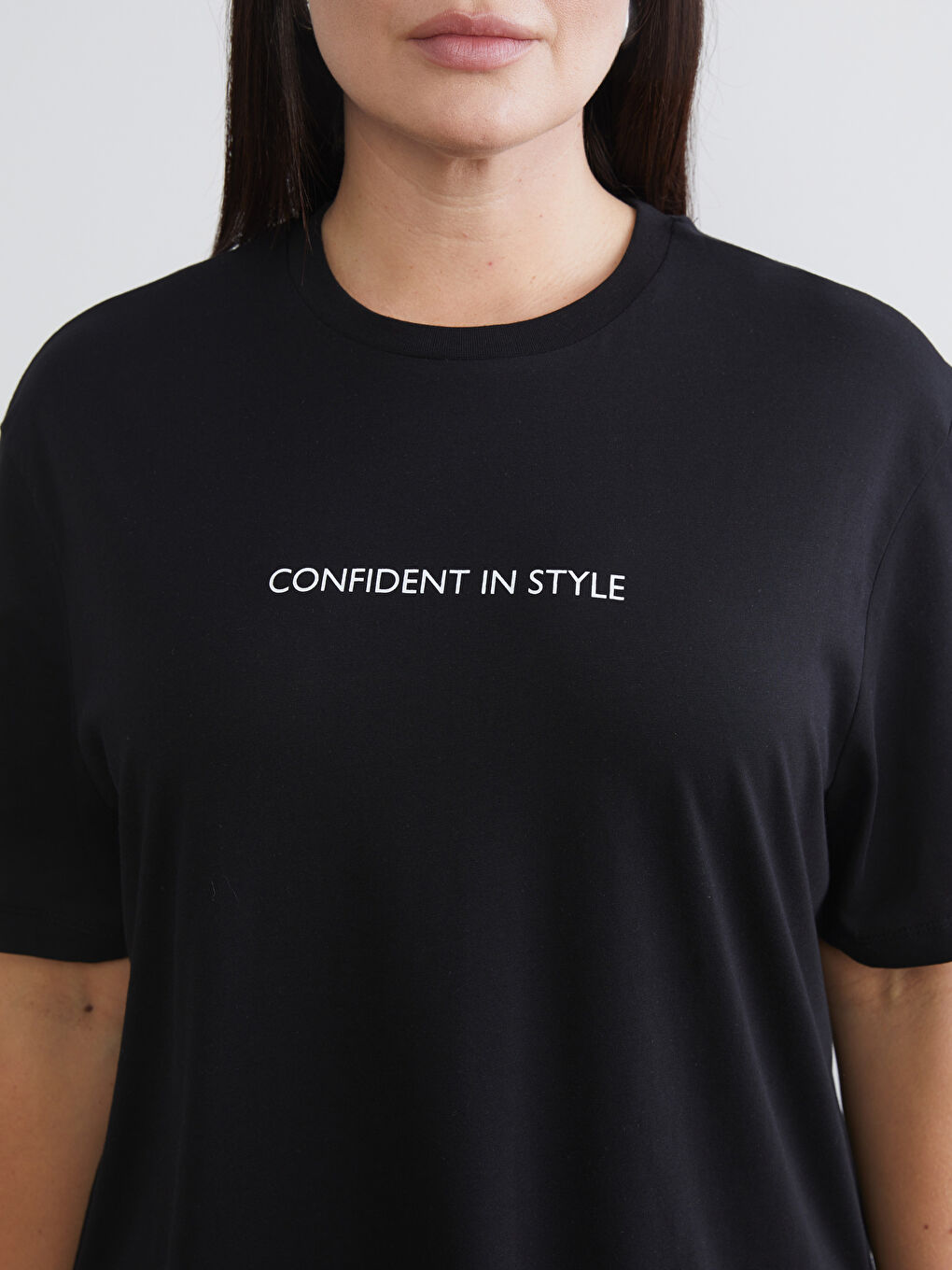 Siyah Büyük Beden Baskılı Kadın Tişört 2'li-4