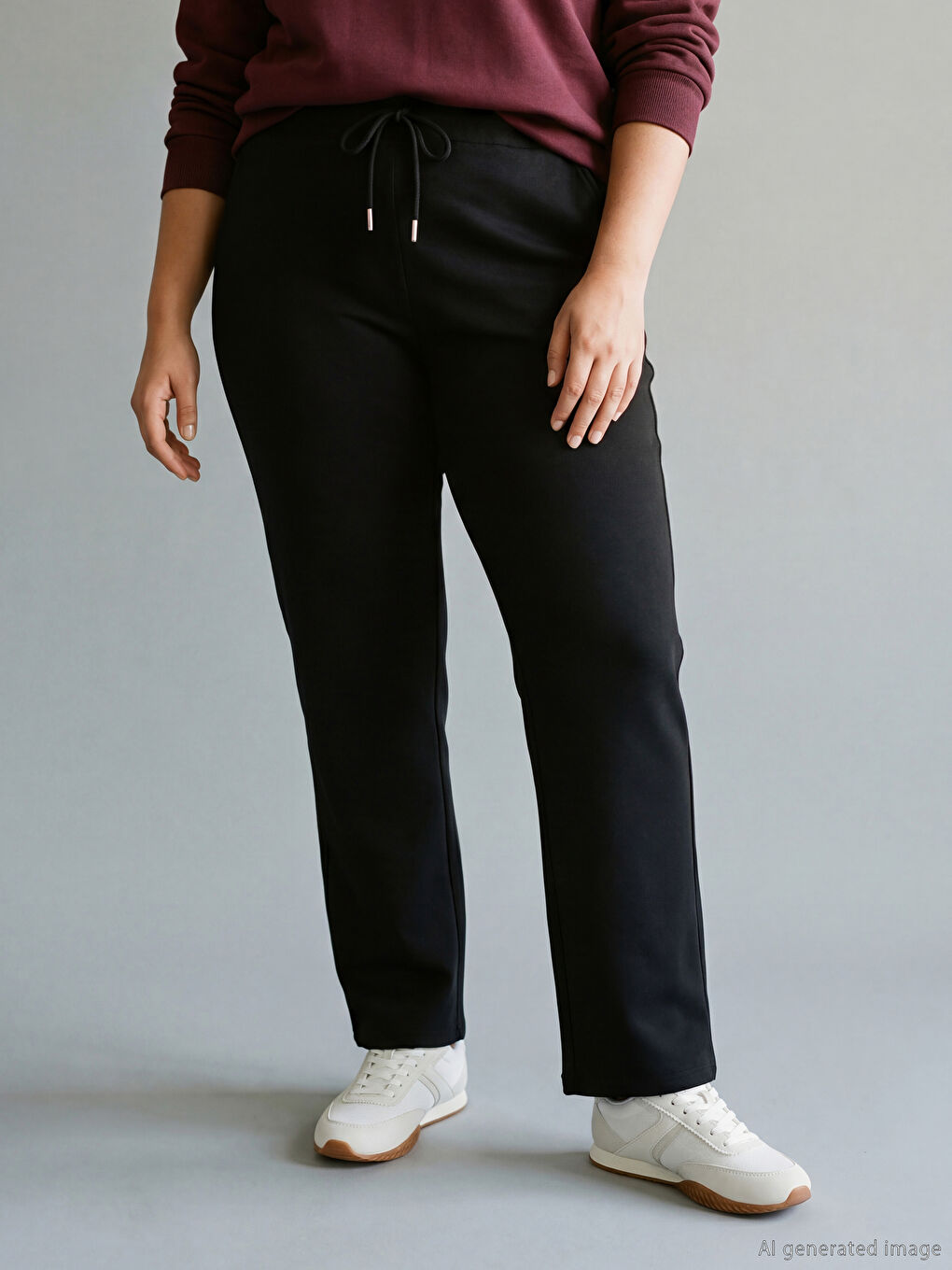 Siyah Beli Lastikli Kadın Kalın Eşofman Altı-1