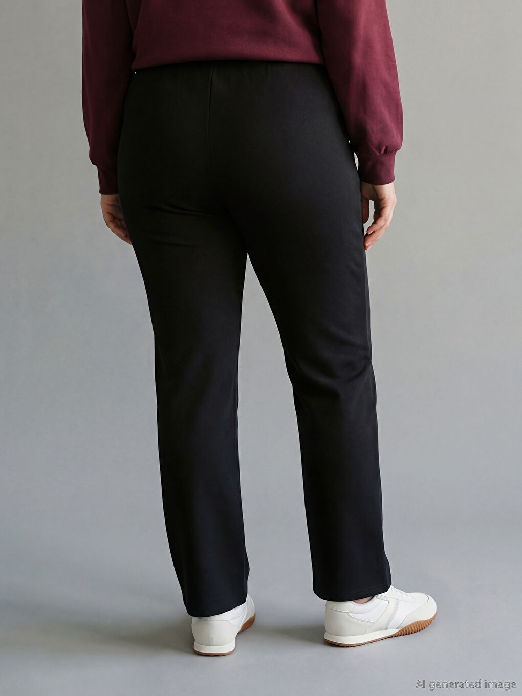 Siyah Beli Lastikli Kadın Kalın Eşofman Altı-2