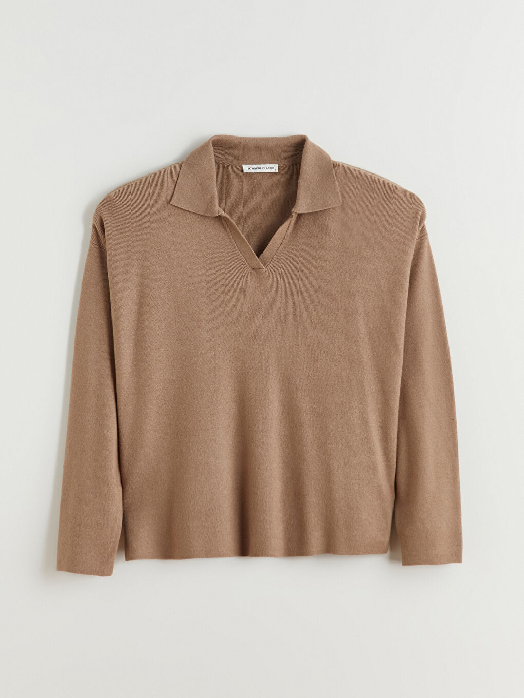 Свитер из трикотажа с воротником поло для женщин-4