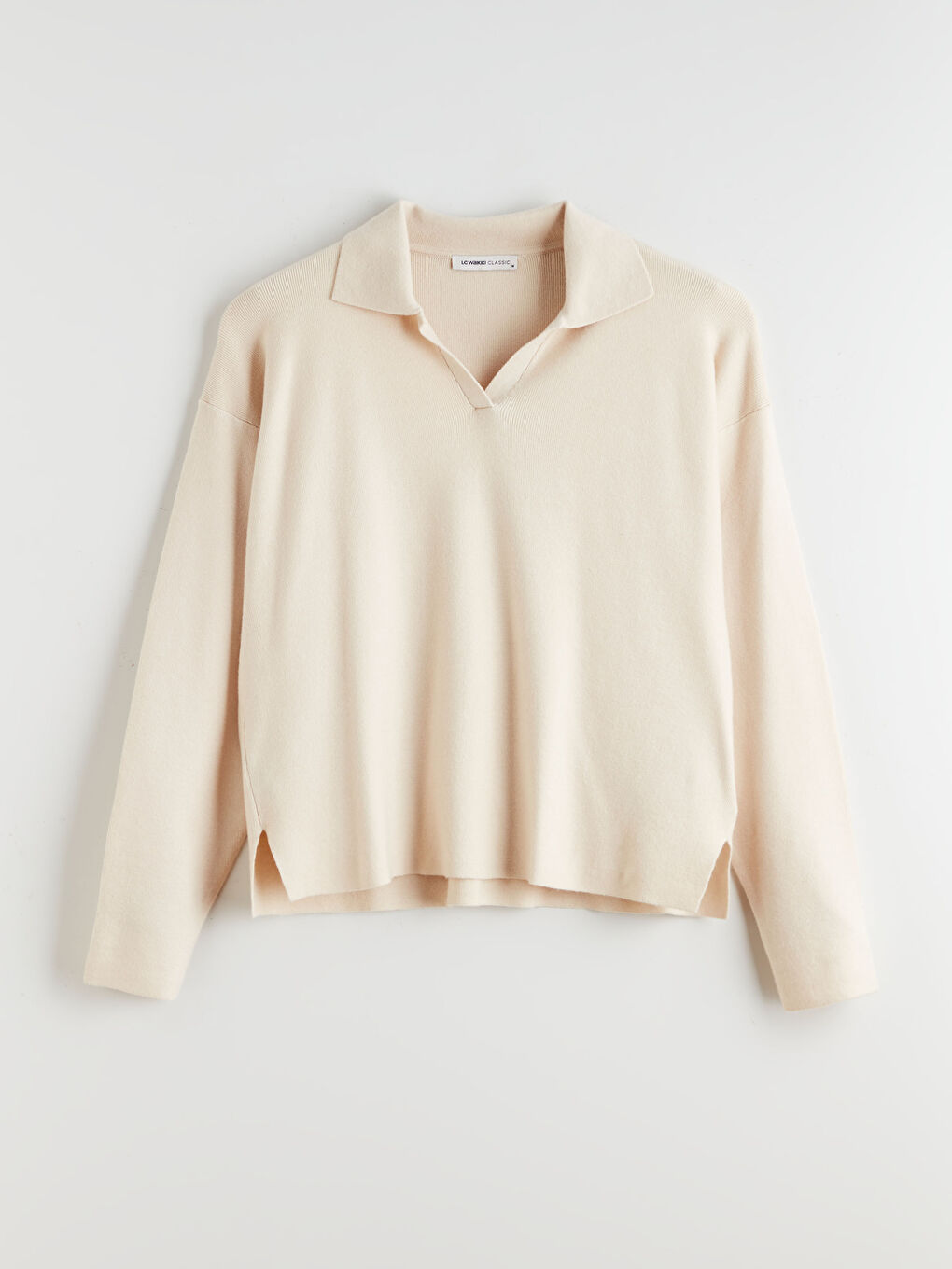 Свитер из трикотажа с воротником поло для женщин-4