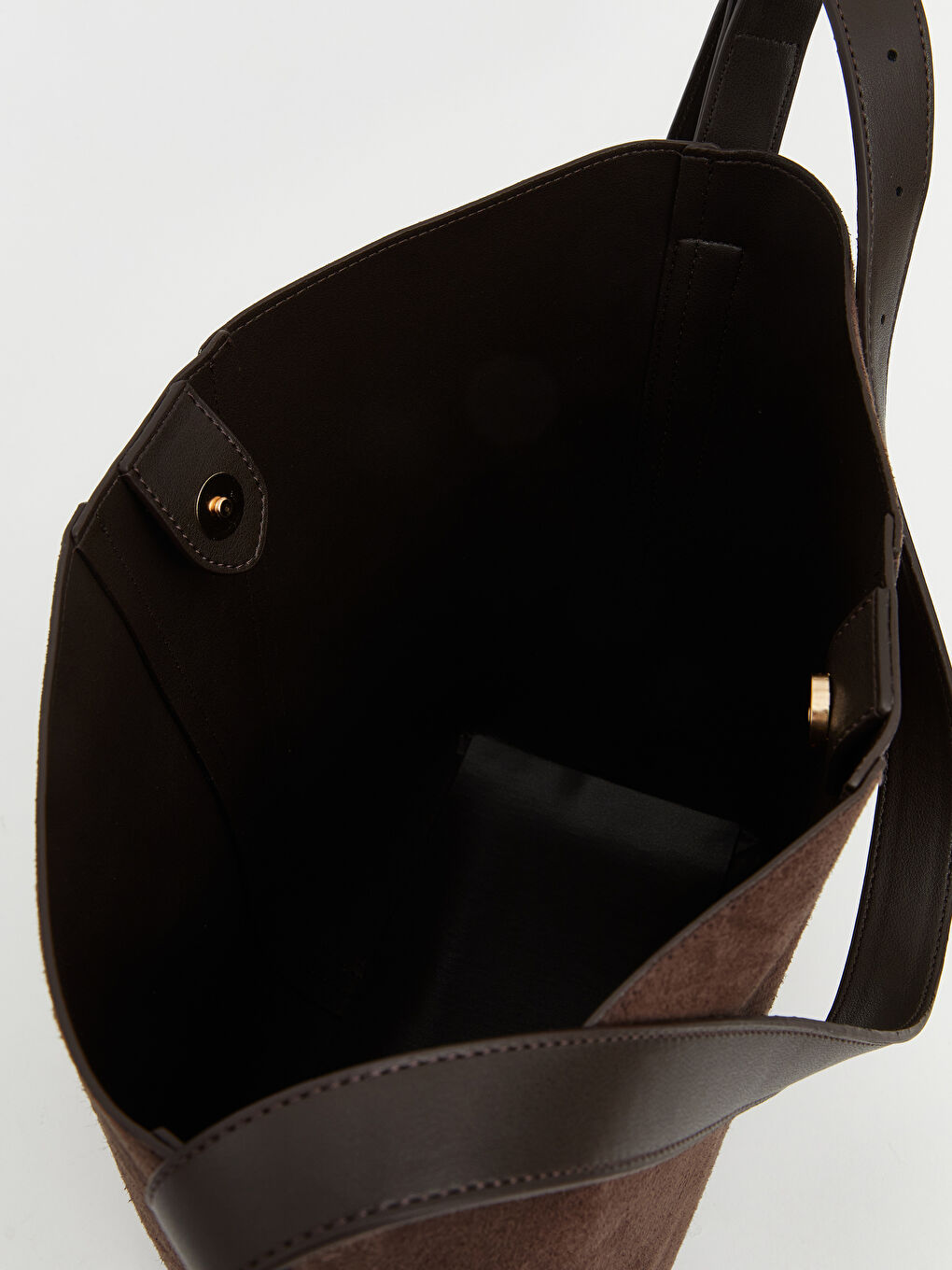 Kahverengi Süet Görünümlü Kadın Omuz Çantası ve Cüzdan-4