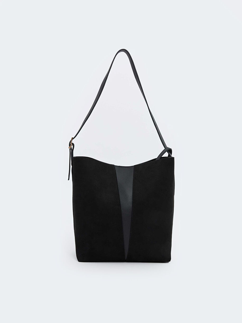 Siyah Süet Görünümlü Kadın Omuz Çantası ve Cüzdan-2