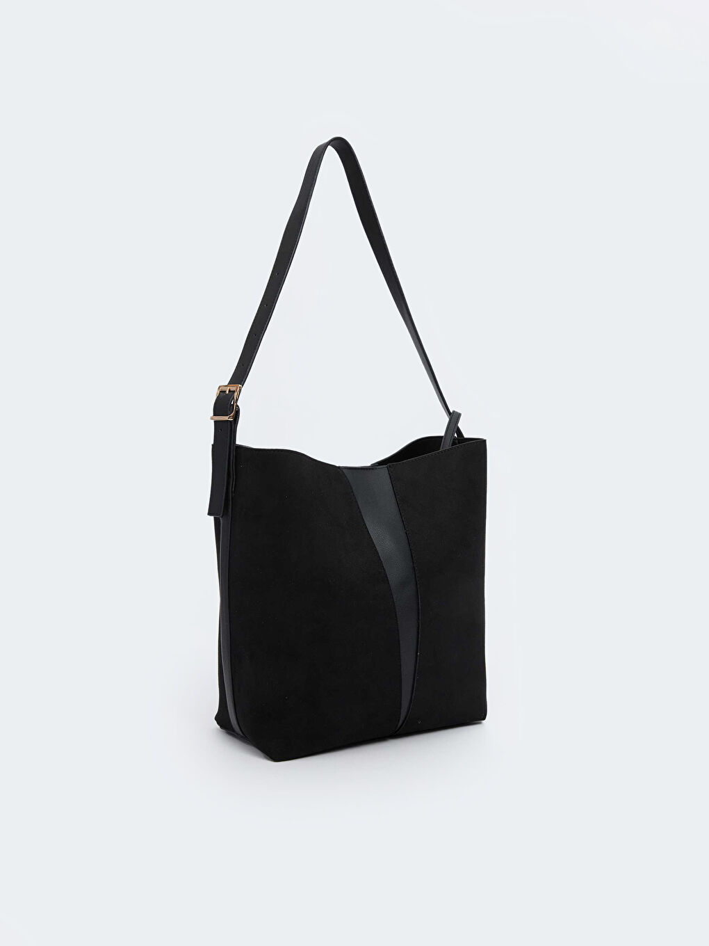 Siyah Süet Görünümlü Kadın Omuz Çantası ve Cüzdan-3