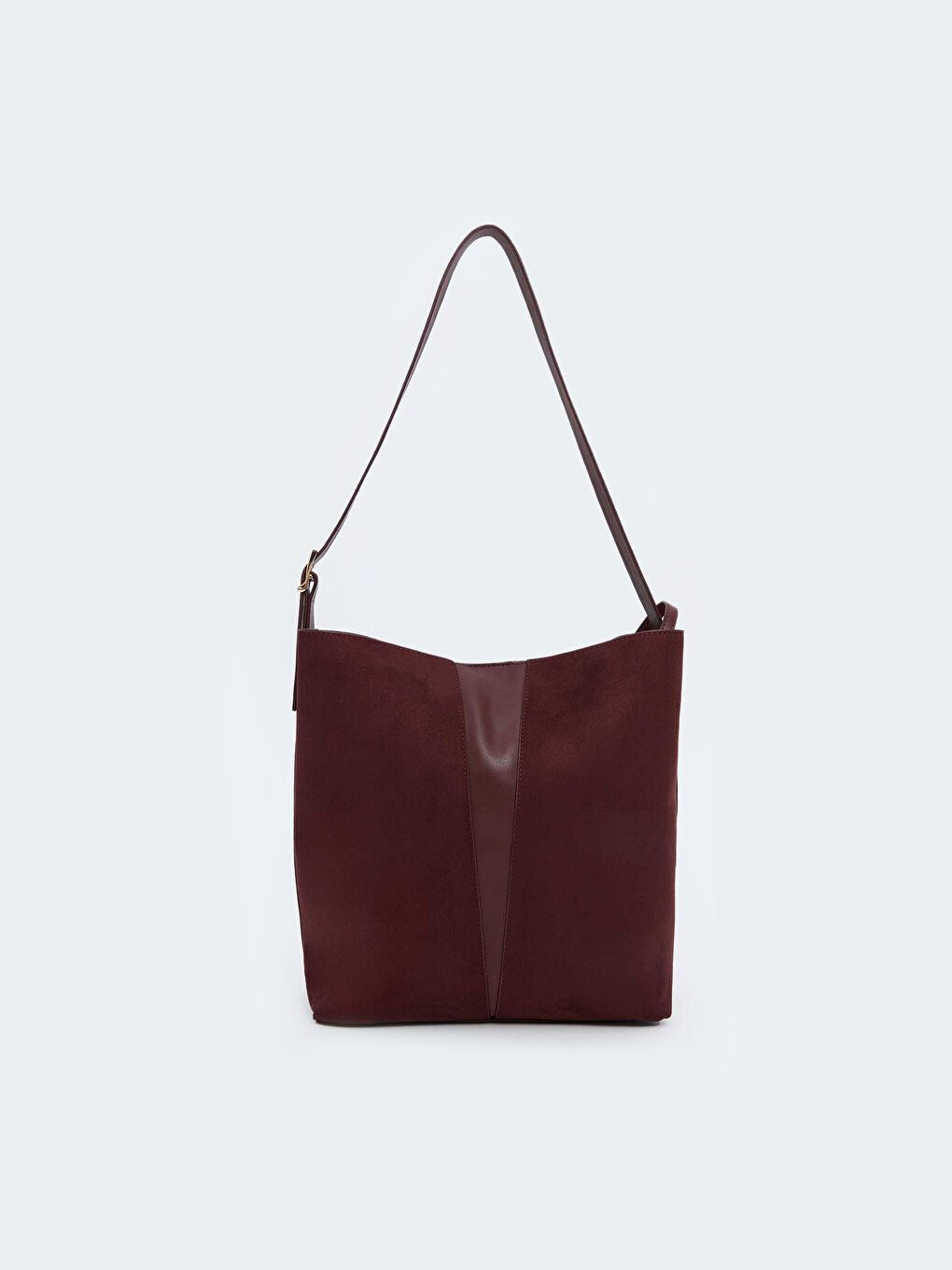 Bordo Süet Görünümlü Kadın Omuz Çantası ve Cüzdan-1