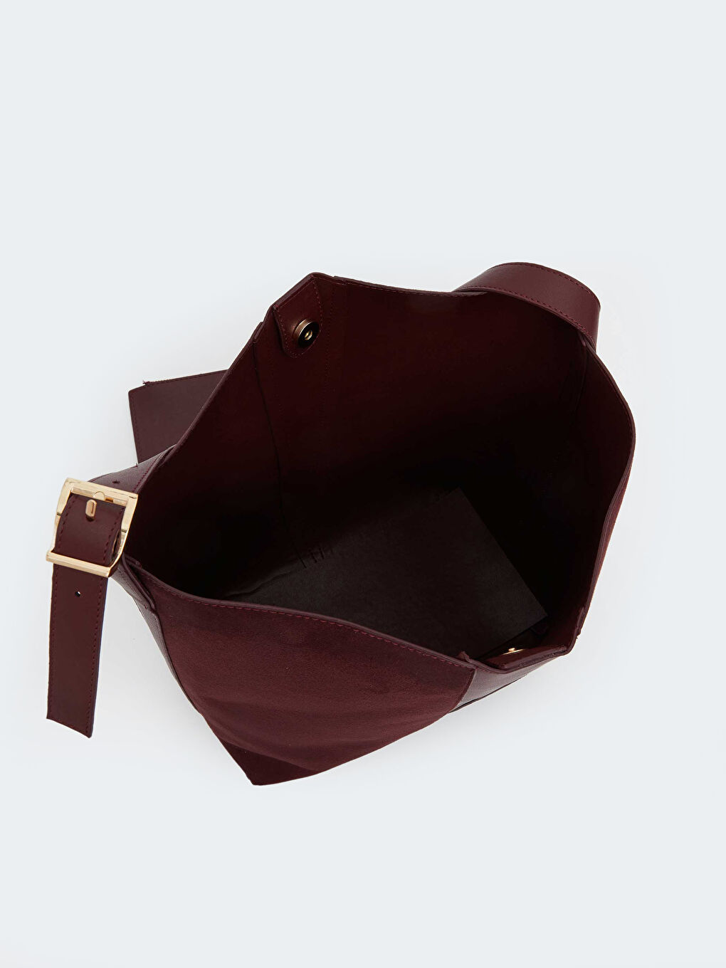 Bordo Süet Görünümlü Kadın Omuz Çantası ve Cüzdan-5