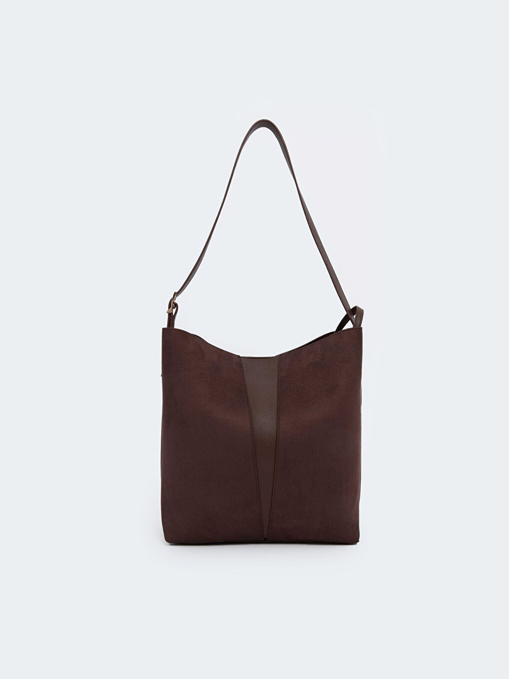 Kahverengi Süet Görünümlü Kadın Omuz Çantası ve Cüzdan-1