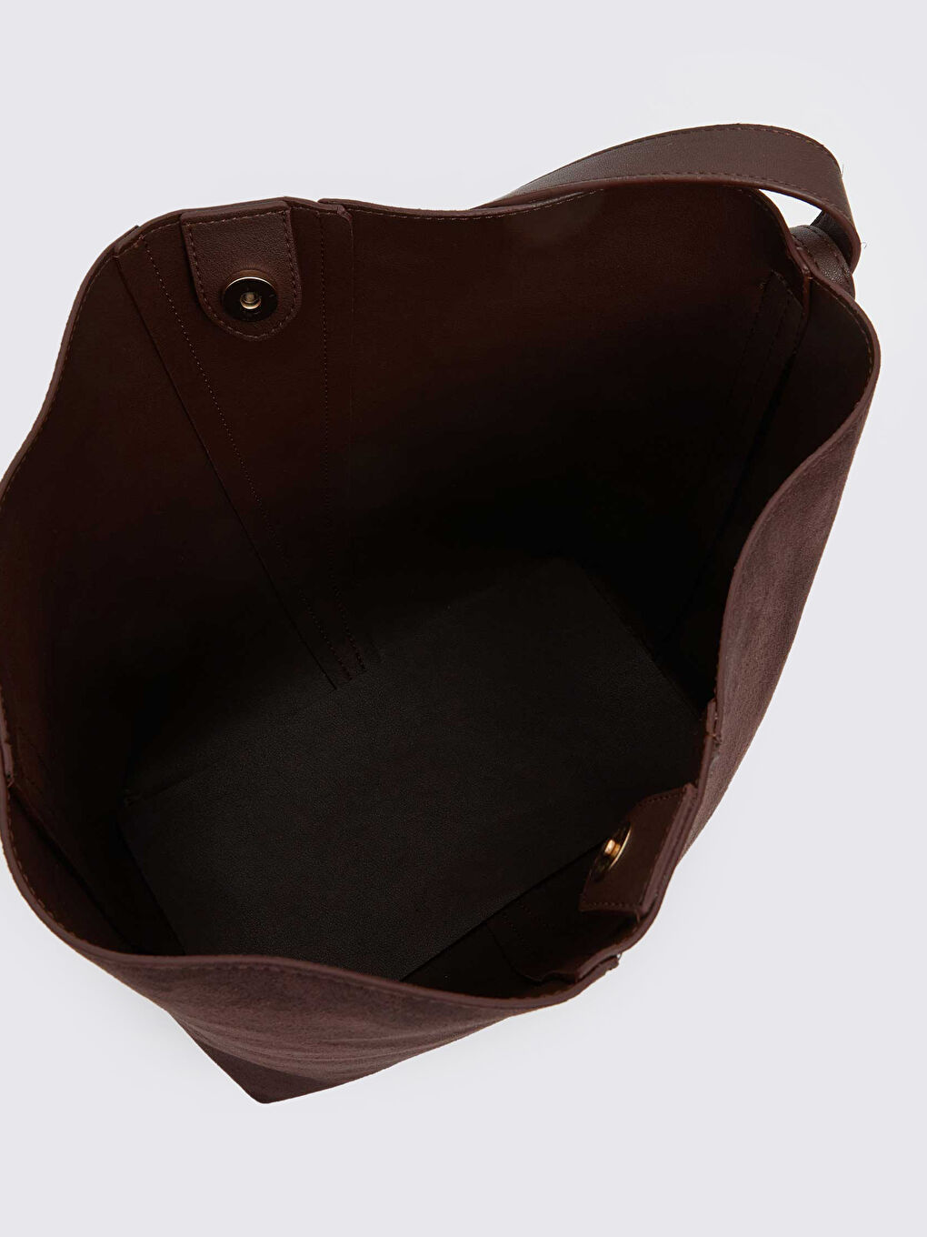 Kahverengi Süet Görünümlü Kadın Omuz Çantası ve Cüzdan-5