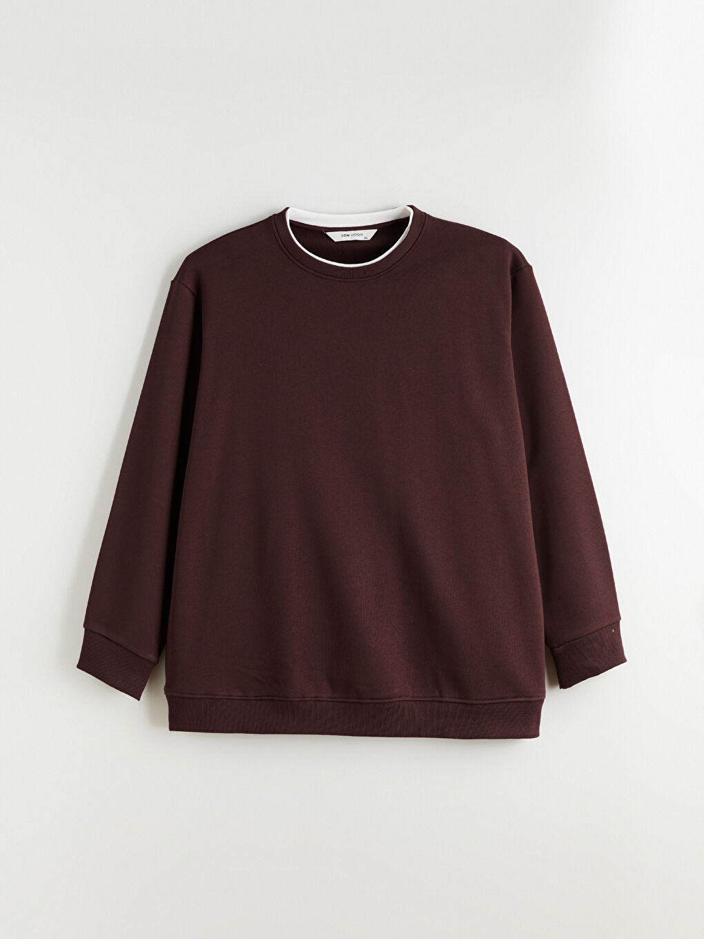 Bordo Bisiklet Yaka Erkek Kalın Sweatshirt-4