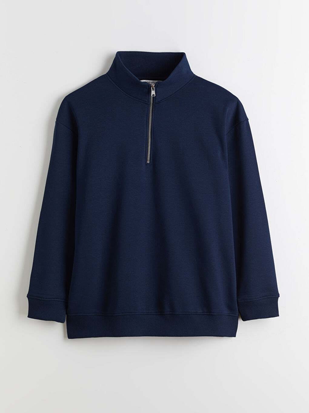 Lacivert Dik Yaka Erkek Sweatshirt-4