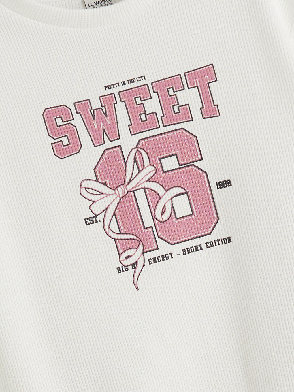 Ekru Bisiklet Yaka Kız Çocuk Sweatshirt-1