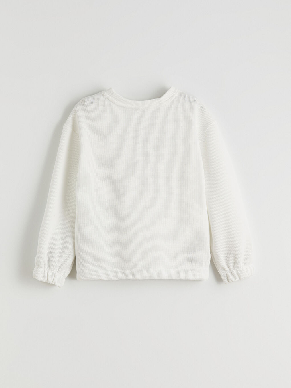 Ekru Bisiklet Yaka Kız Çocuk Sweatshirt-2