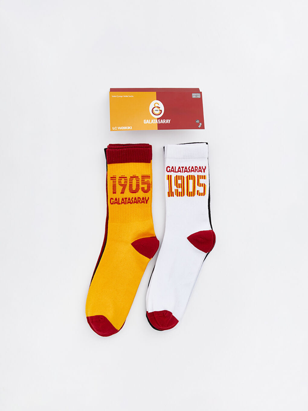 Karışık Galatasaray Baskılı Erkek Soket Çorap 5'li-1