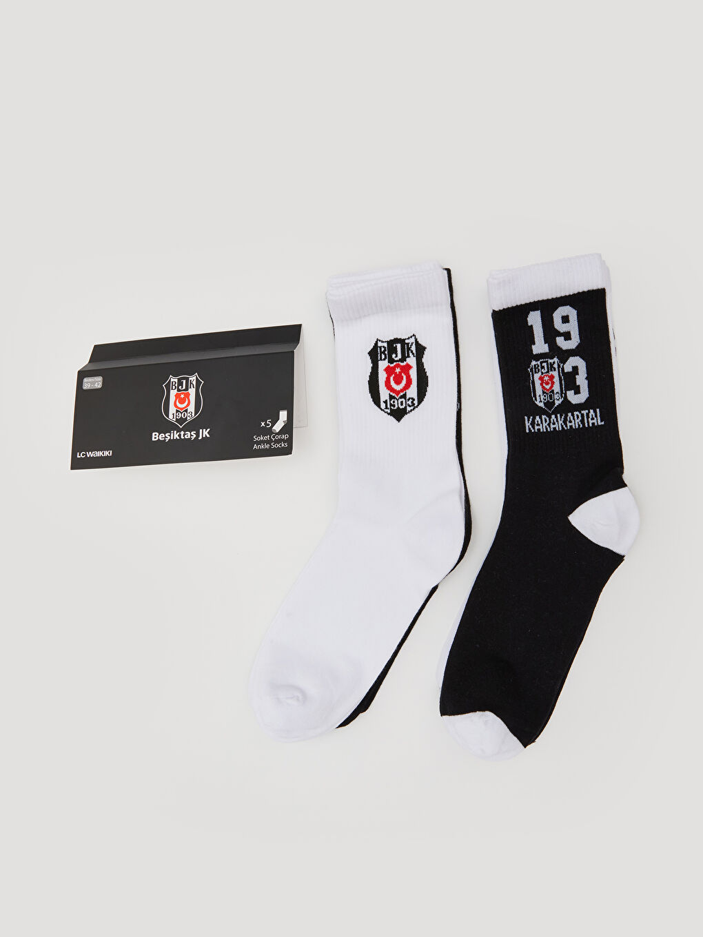 Karışık Beşiktaş Baskılı Erkek Taraftar Soket Çorap 5'li-1