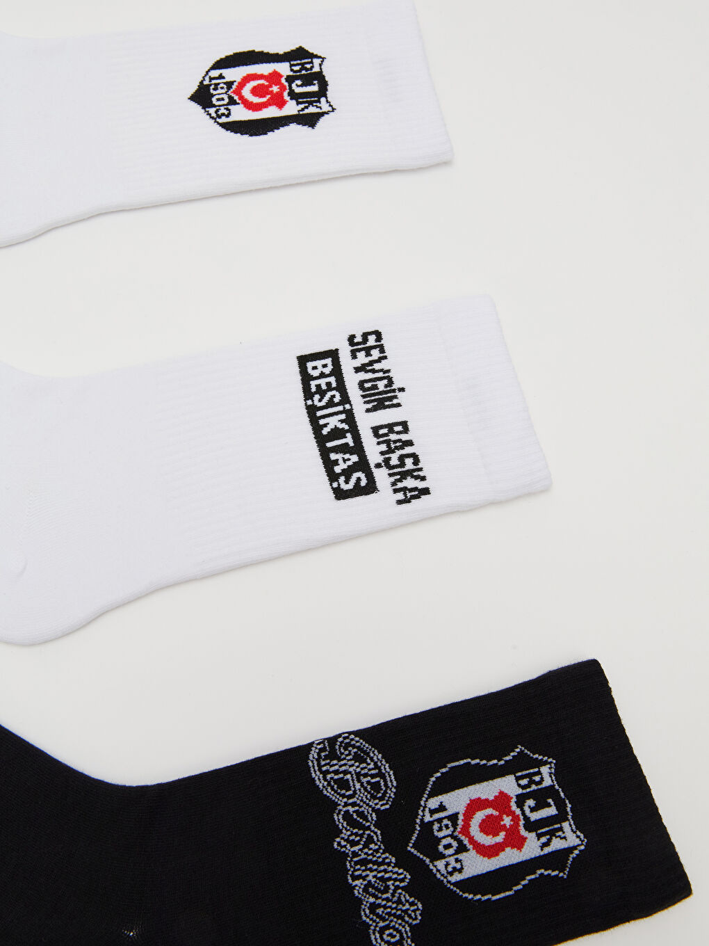 Karışık Beşiktaş Baskılı Erkek Taraftar Soket Çorap 5'li-2