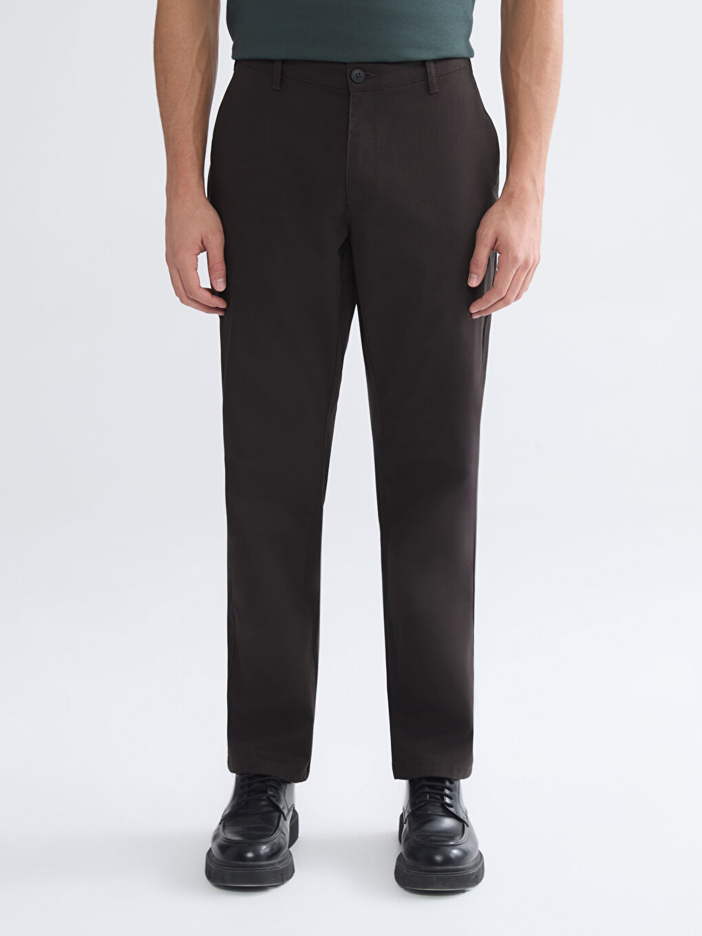 Kahverengi Standart Kalıp Erkek Chino Pantolon-1