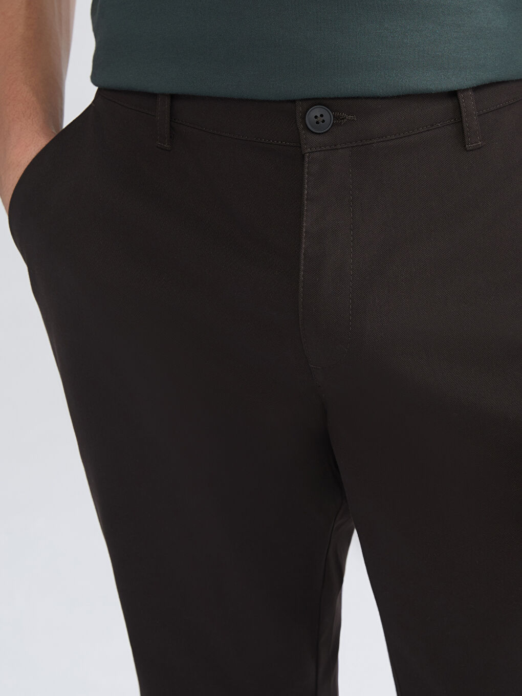 Kahverengi Standart Kalıp Erkek Chino Pantolon-2