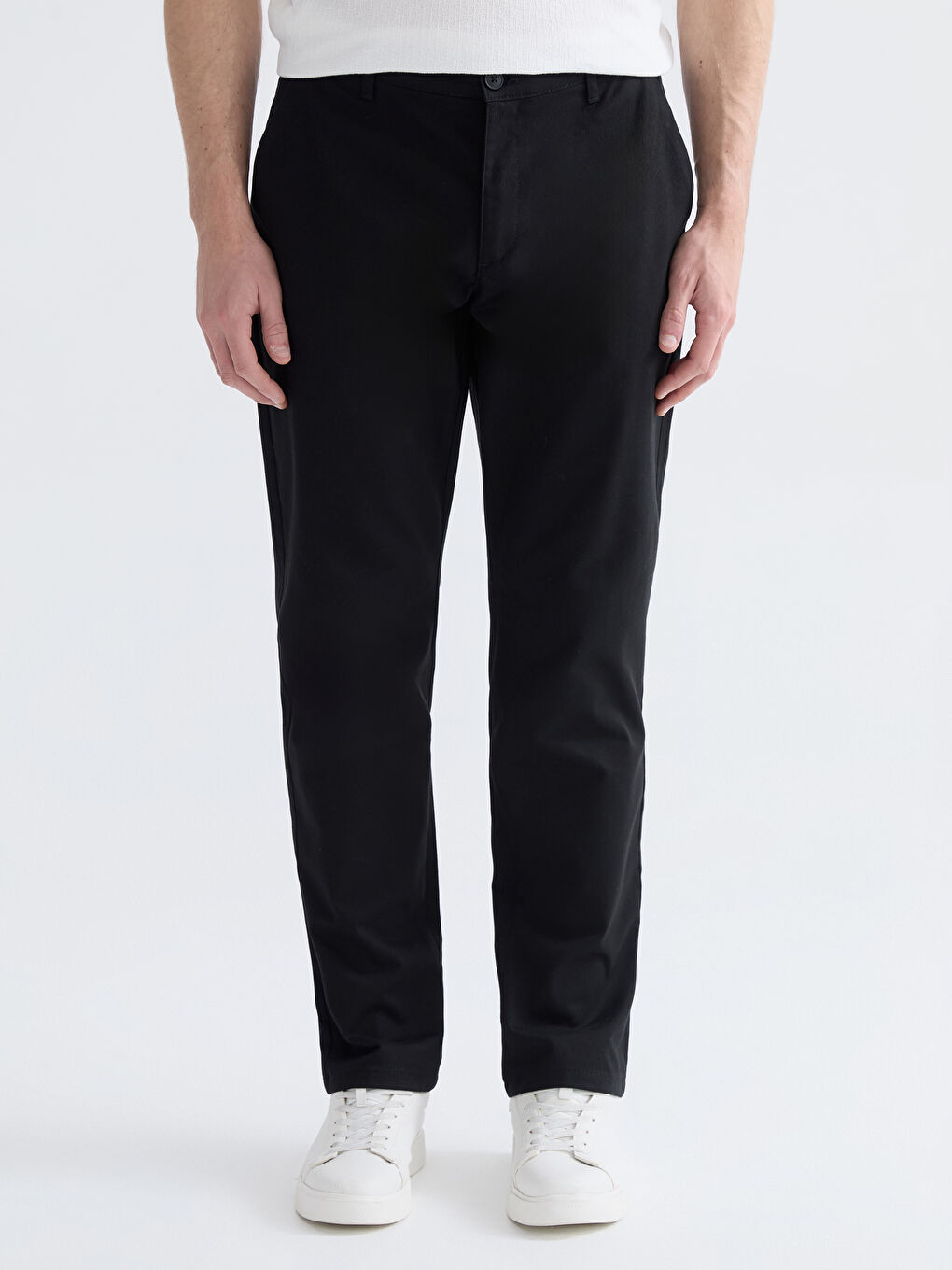 Siyah Standart Kalıp Erkek Chino Pantolon-1