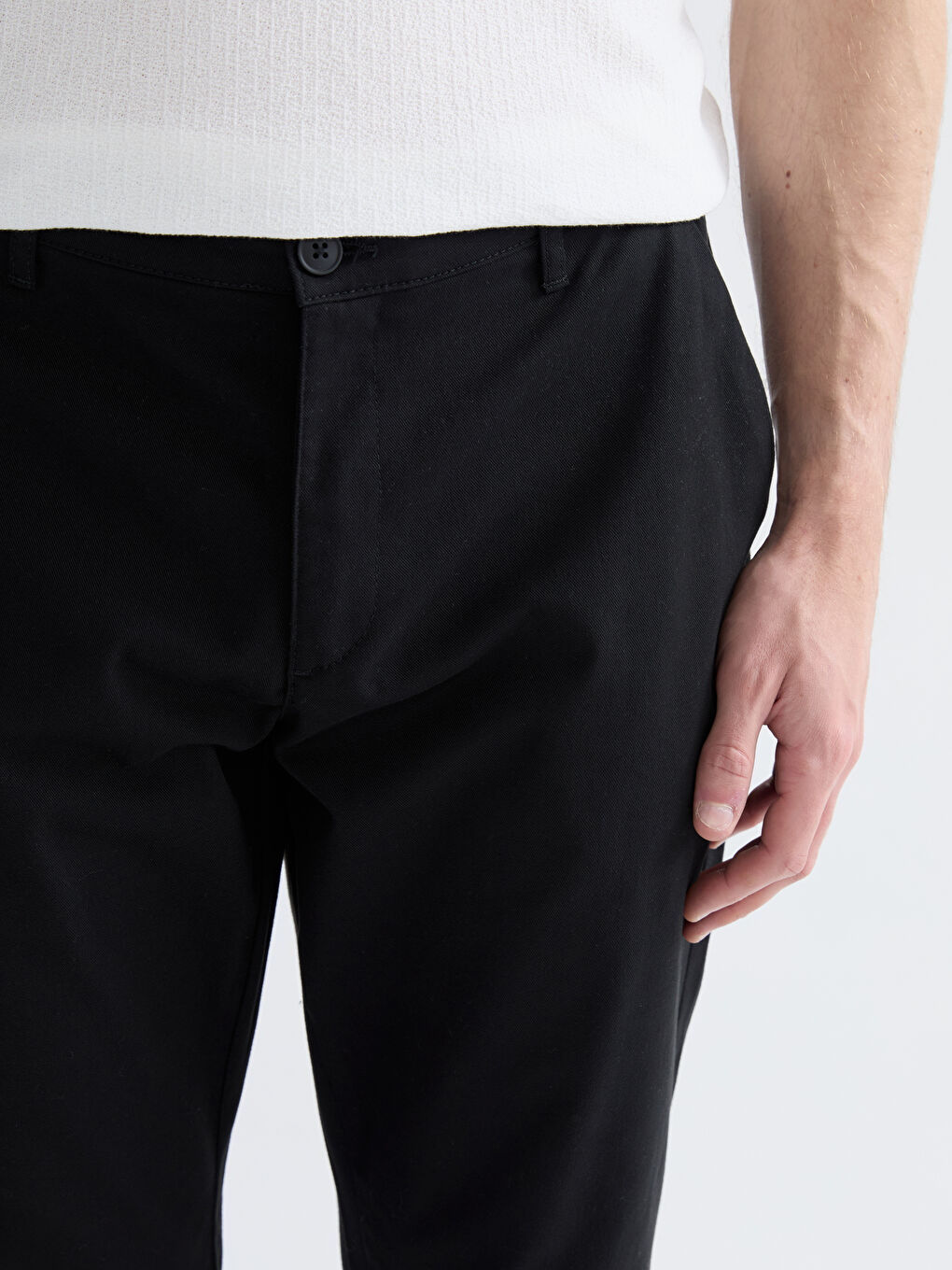 Siyah Standart Kalıp Erkek Chino Pantolon-2