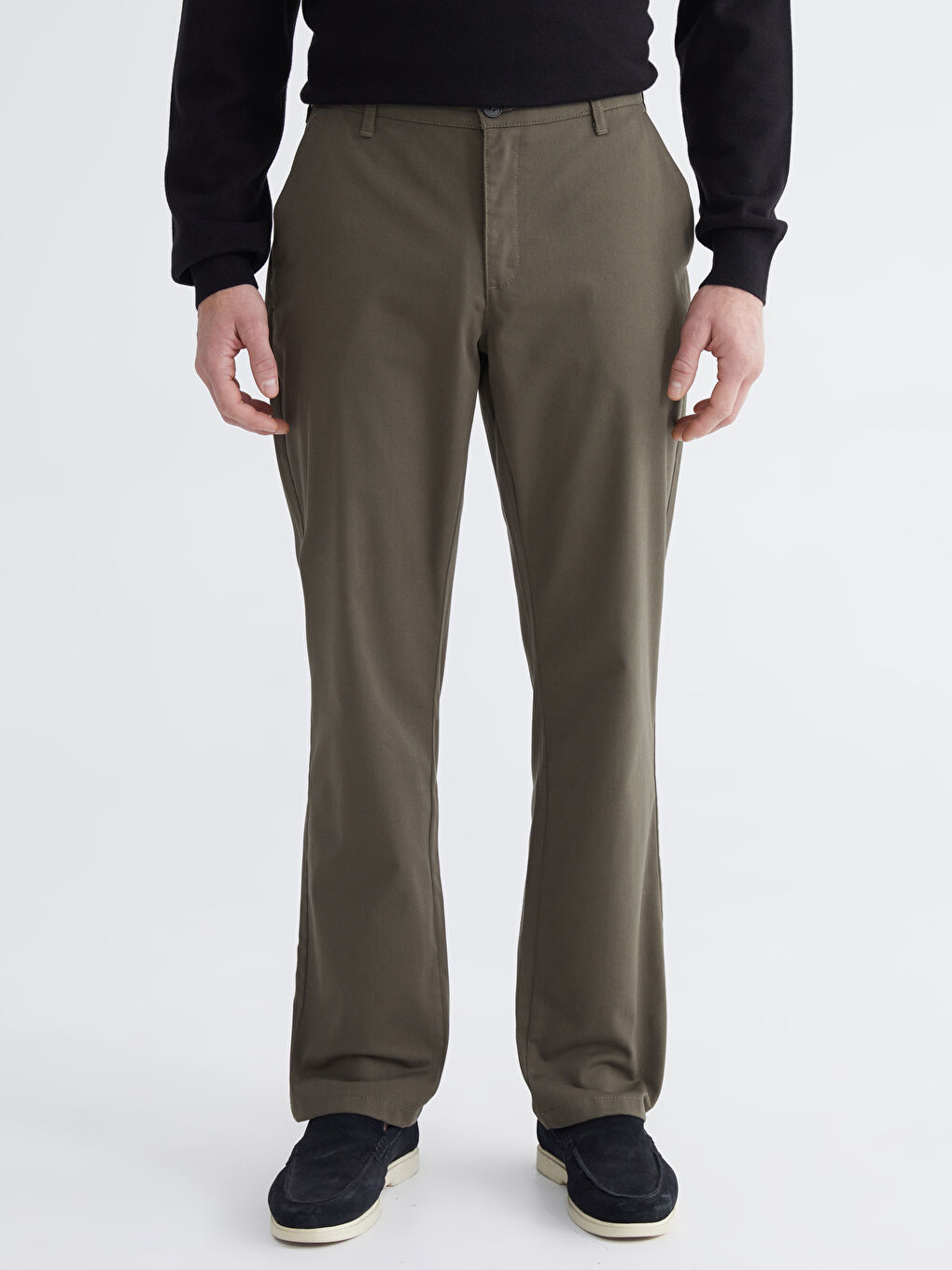 Haki Standart Kalıp Erkek Chino Pantolon-1