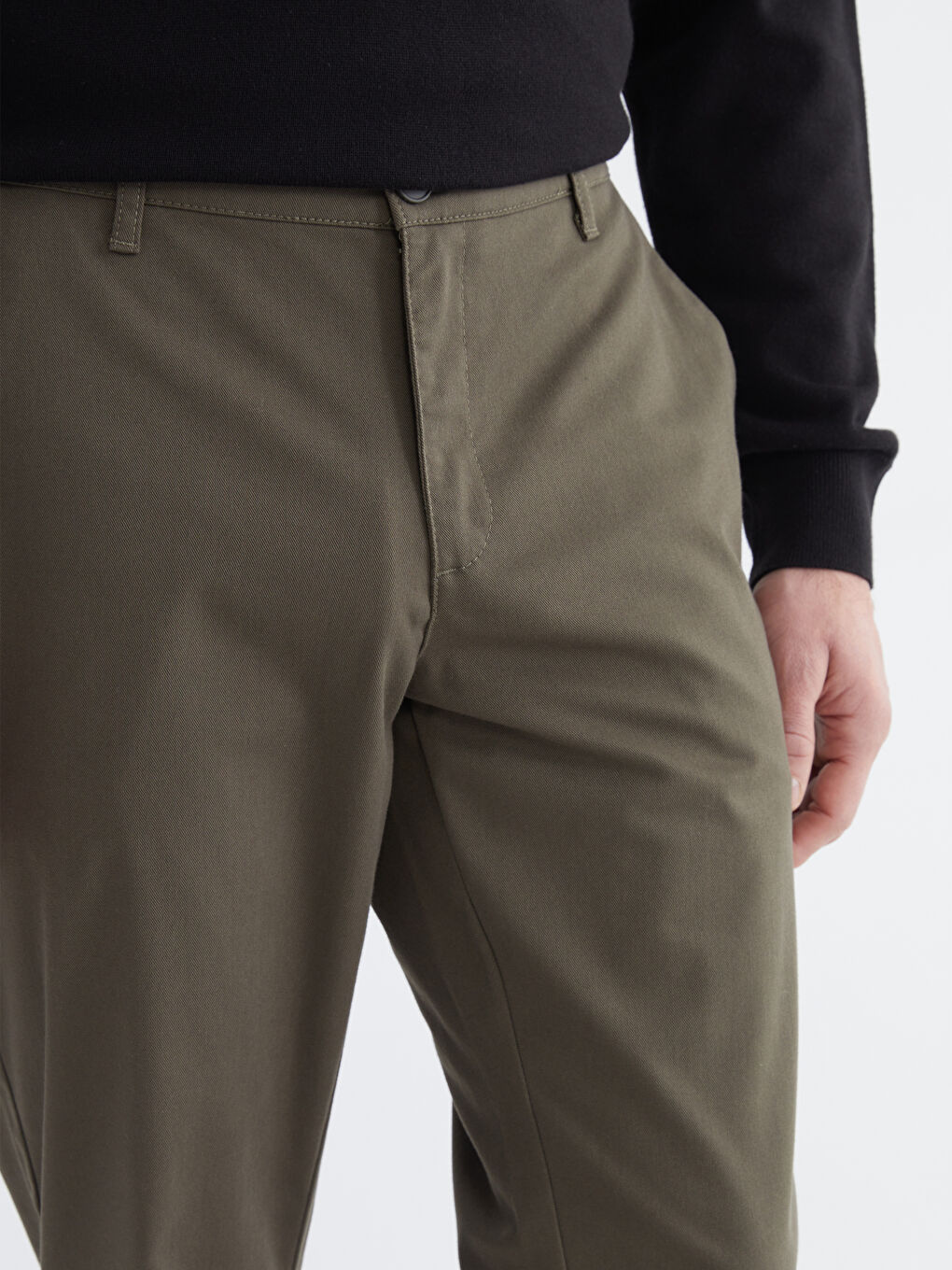 Haki Standart Kalıp Erkek Chino Pantolon-2