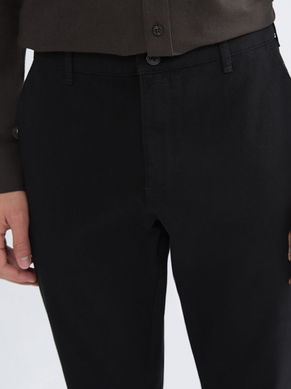 Siyah Dar Kalıp Erkek Chino Pantolon-2