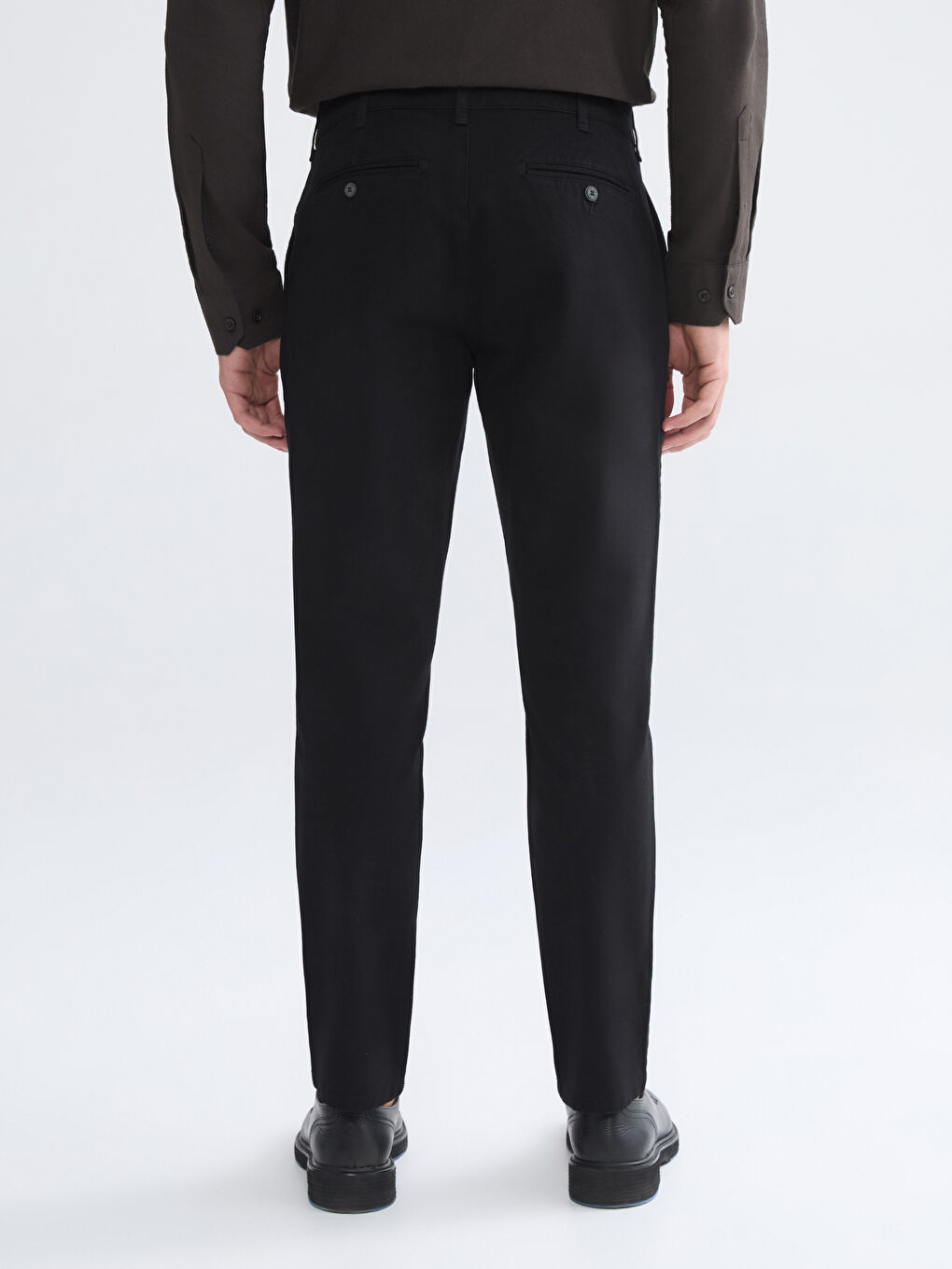 Siyah Dar Kalıp Erkek Chino Pantolon-3